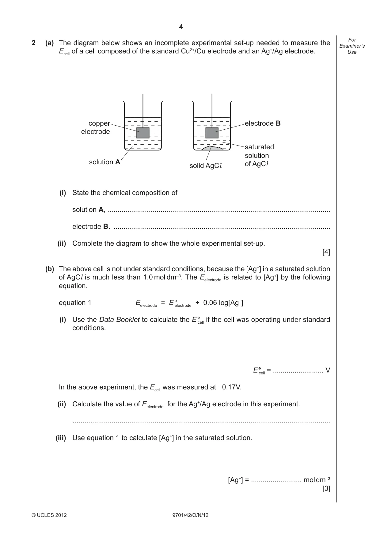 Cambridge A Level Chemistry 9701 2012 Oct/Nov Paper 4 · Variant 2 question paper, page 4 of 20