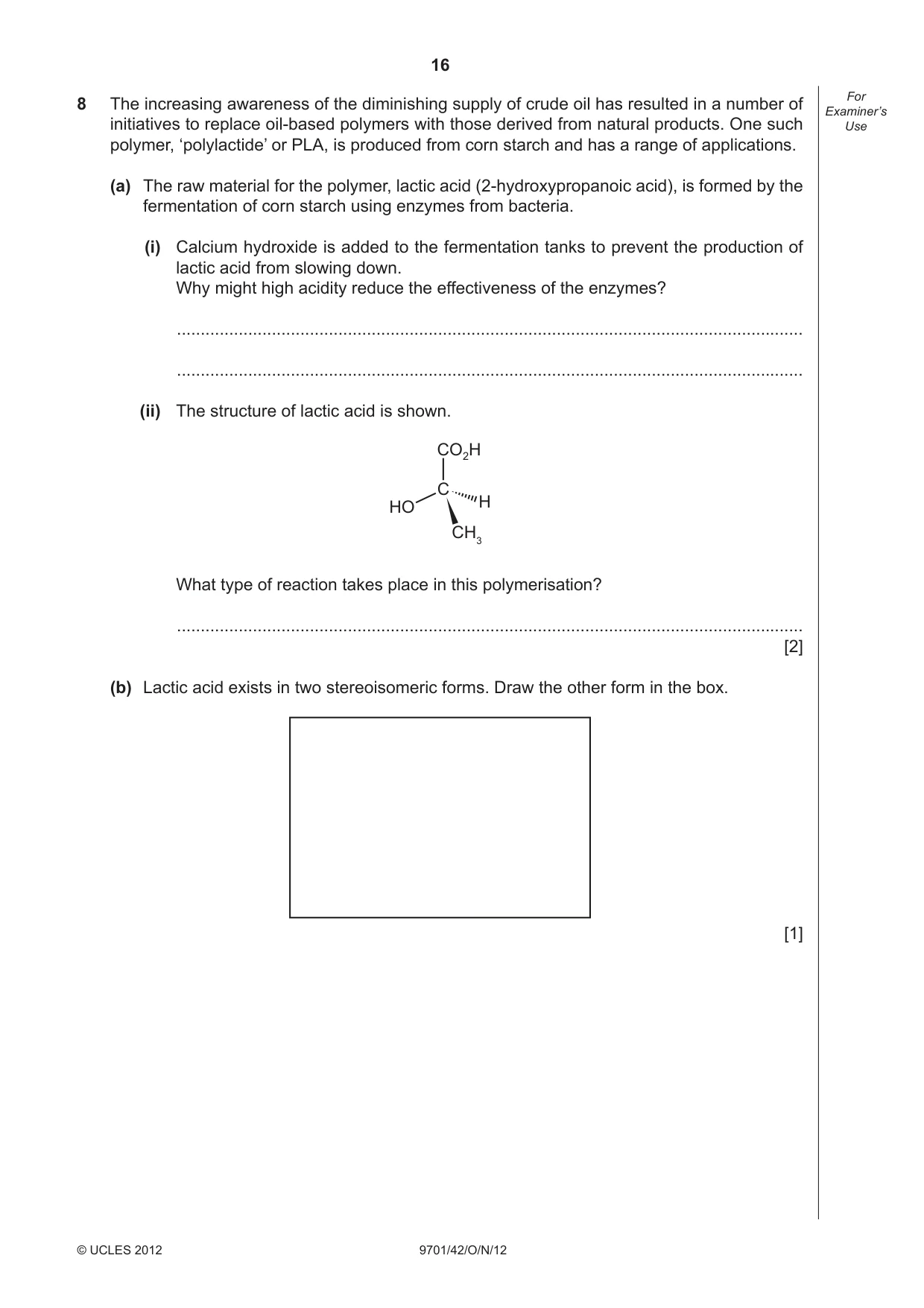 Cambridge A Level Chemistry 9701 2012 Oct/Nov Paper 4 · Variant 2 question paper, page 16 of 20