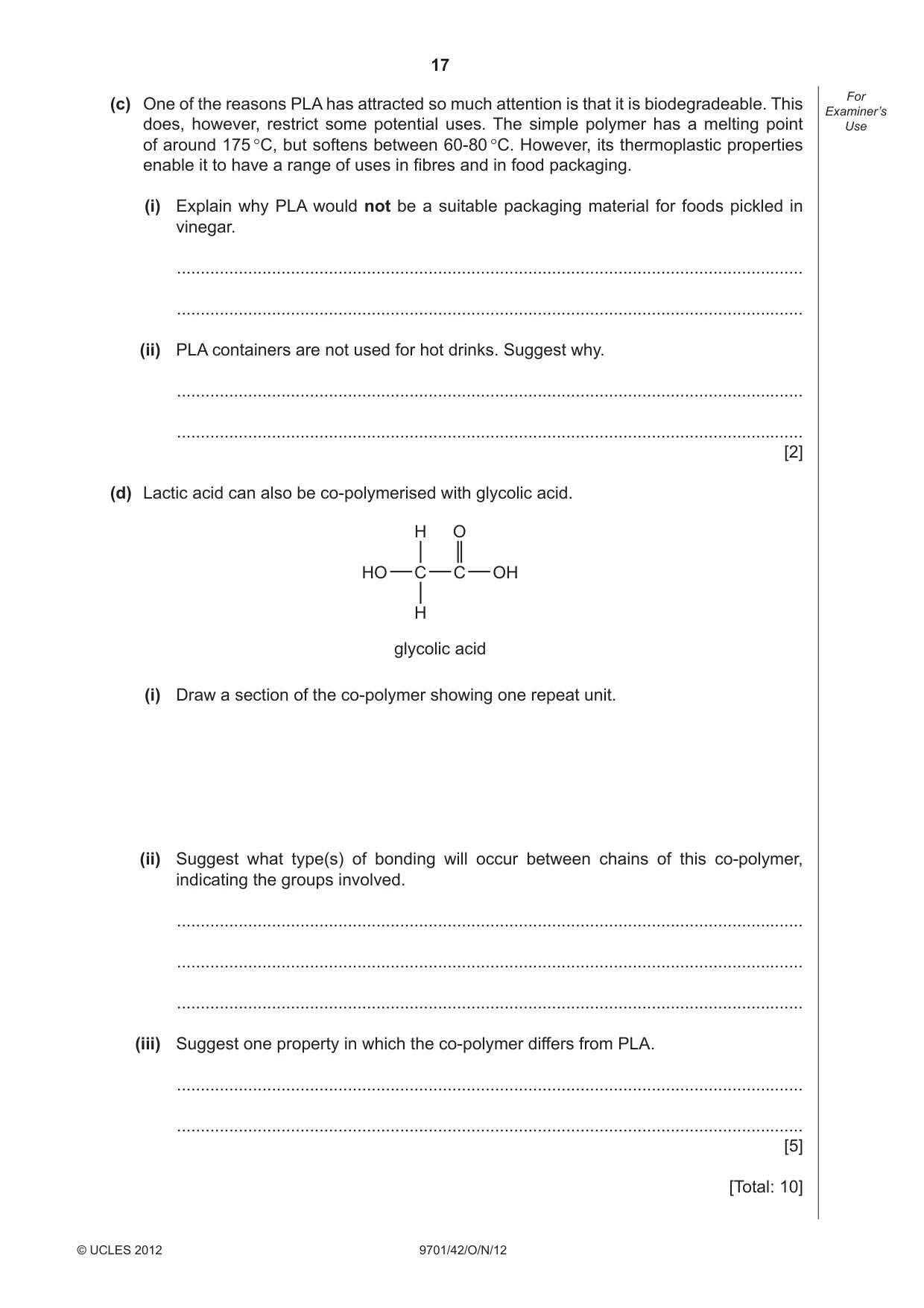 Cambridge A Level Chemistry 9701 2012 Oct/Nov Paper 4 · Variant 2 question paper, page 17 of 20