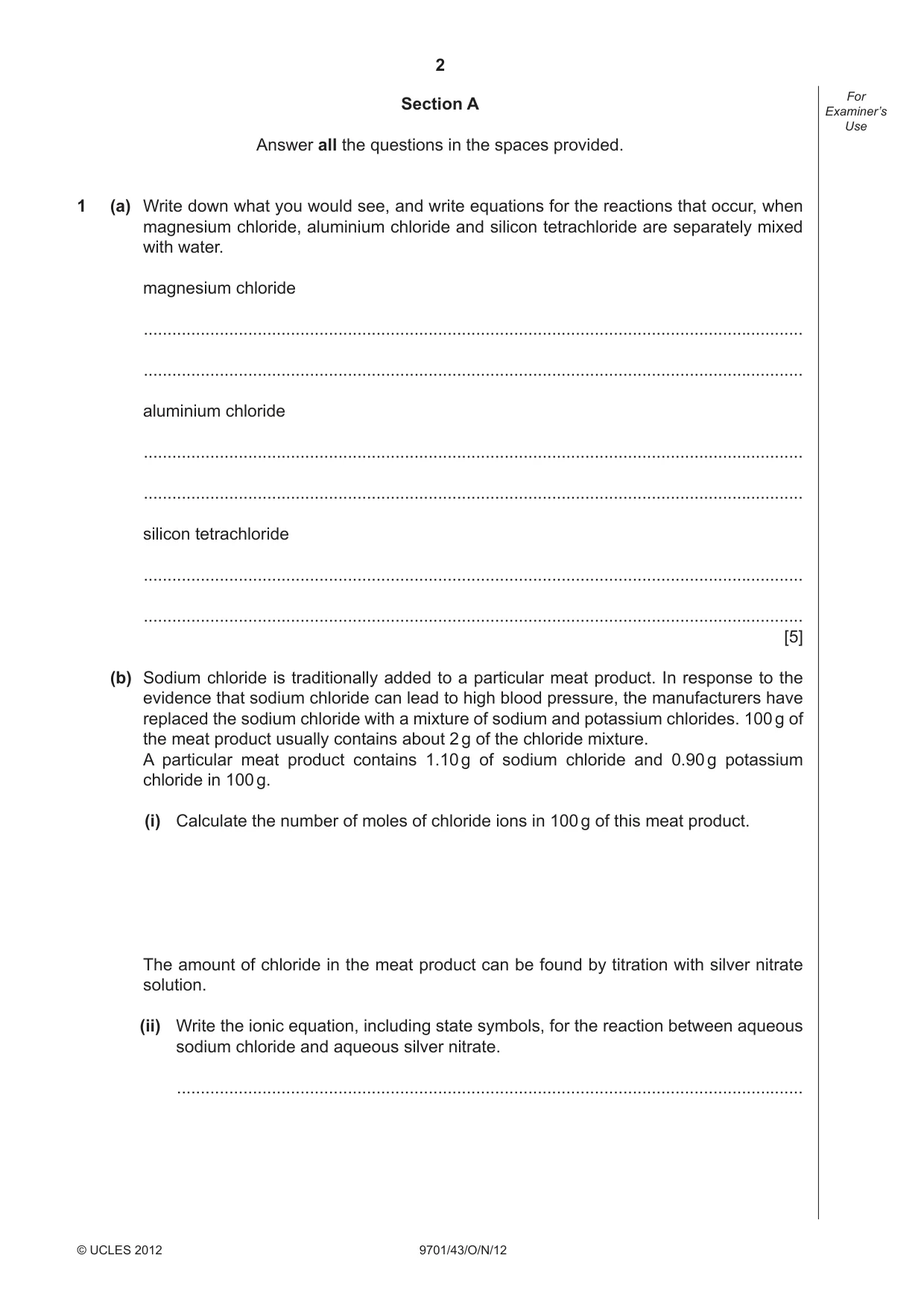 Cambridge A Level Chemistry 9701 2012 Oct/Nov Paper 4 · Variant 3 question paper, page 2 of 20