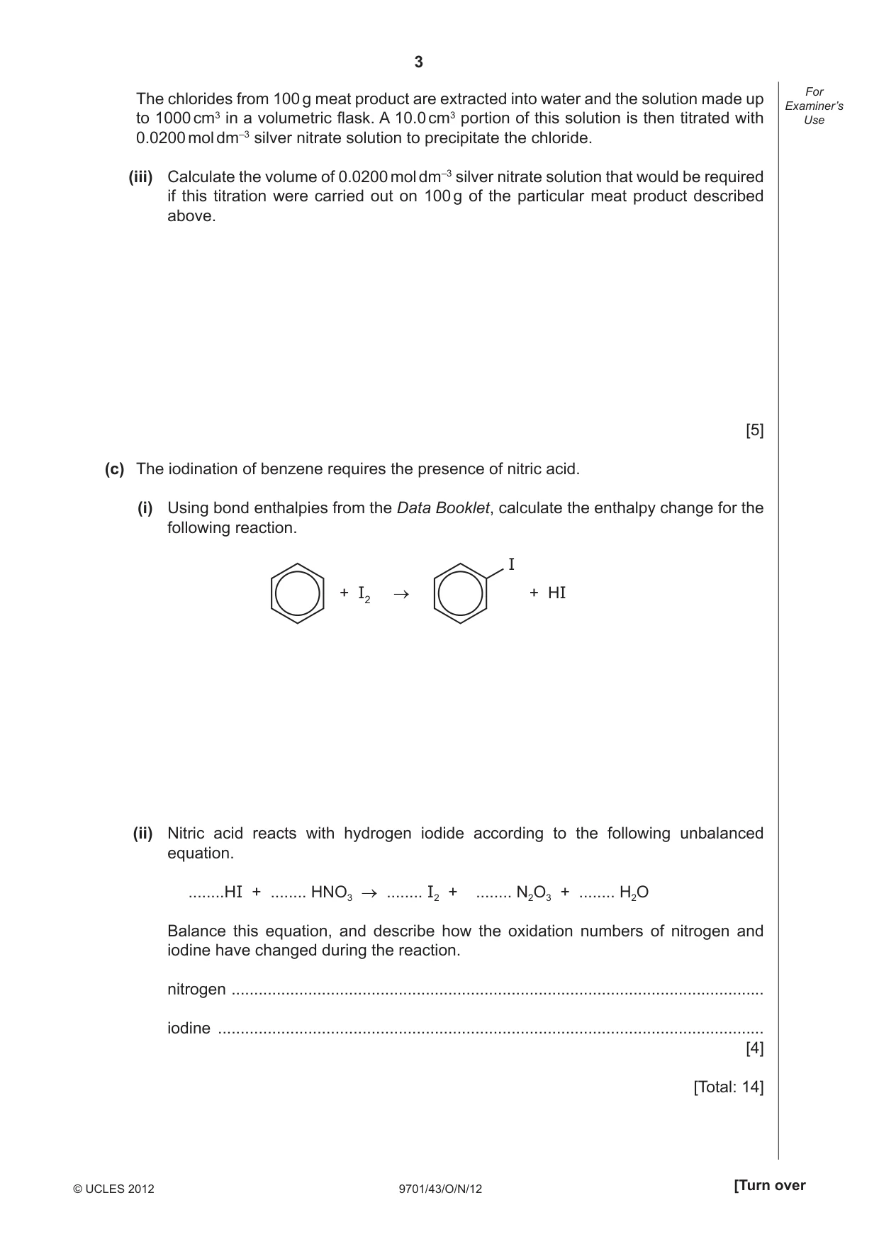 Cambridge A Level Chemistry 9701 2012 Oct/Nov Paper 4 · Variant 3 question paper, page 3 of 20