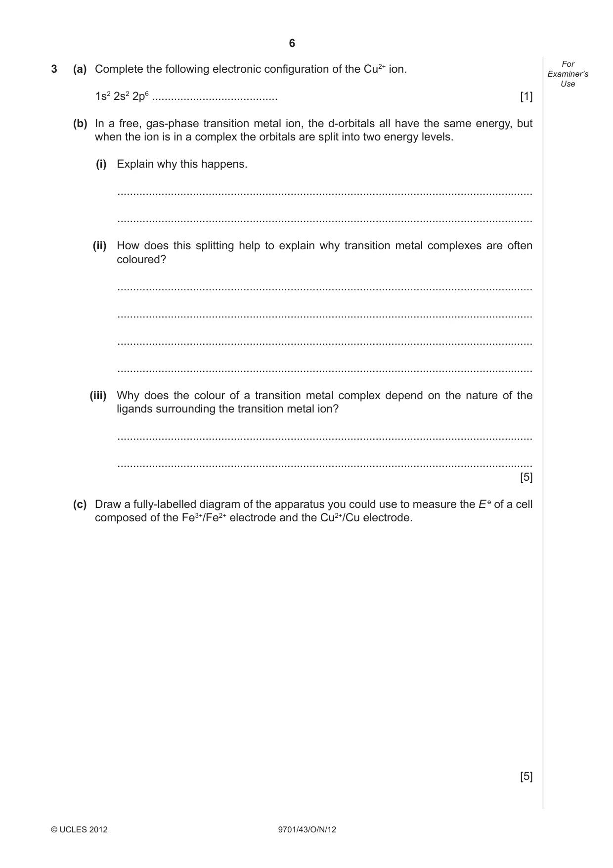 Cambridge A Level Chemistry 9701 2012 Oct/Nov Paper 4 · Variant 3 question paper, page 6 of 20