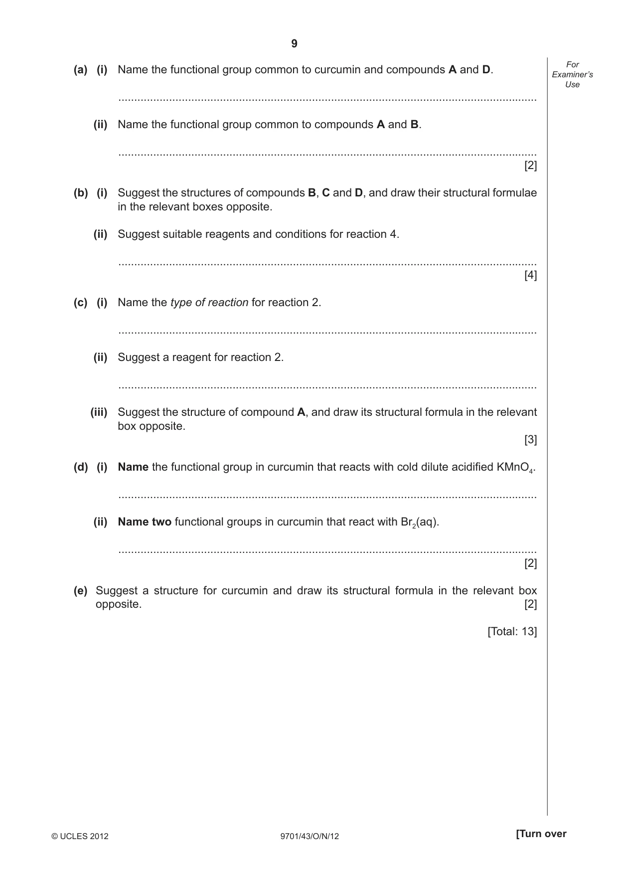 Cambridge A Level Chemistry 9701 2012 Oct/Nov Paper 4 · Variant 3 question paper, page 9 of 20