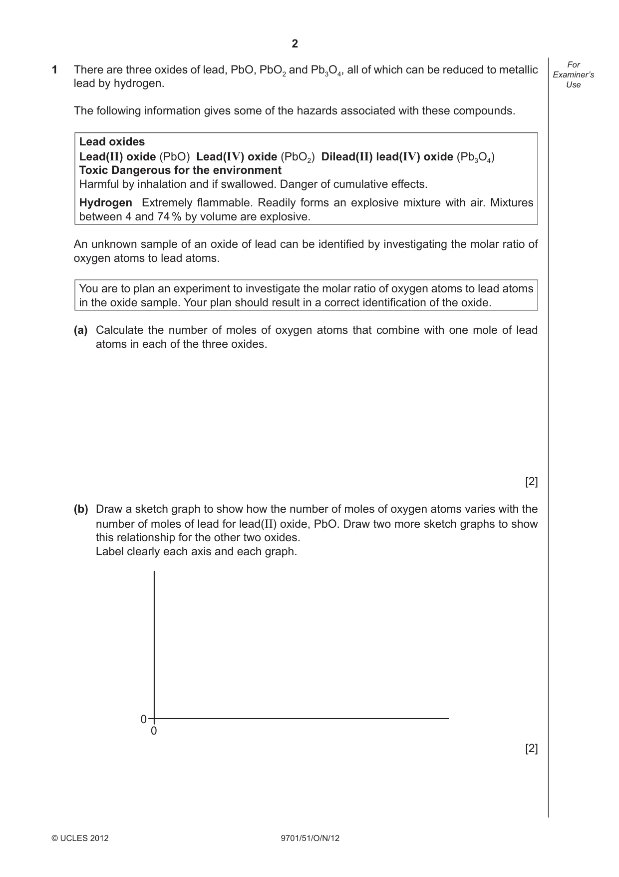 Cambridge A Level Chemistry 9701 2012 Oct/Nov Paper 5 · Variant 1 question paper, page 2 of 8