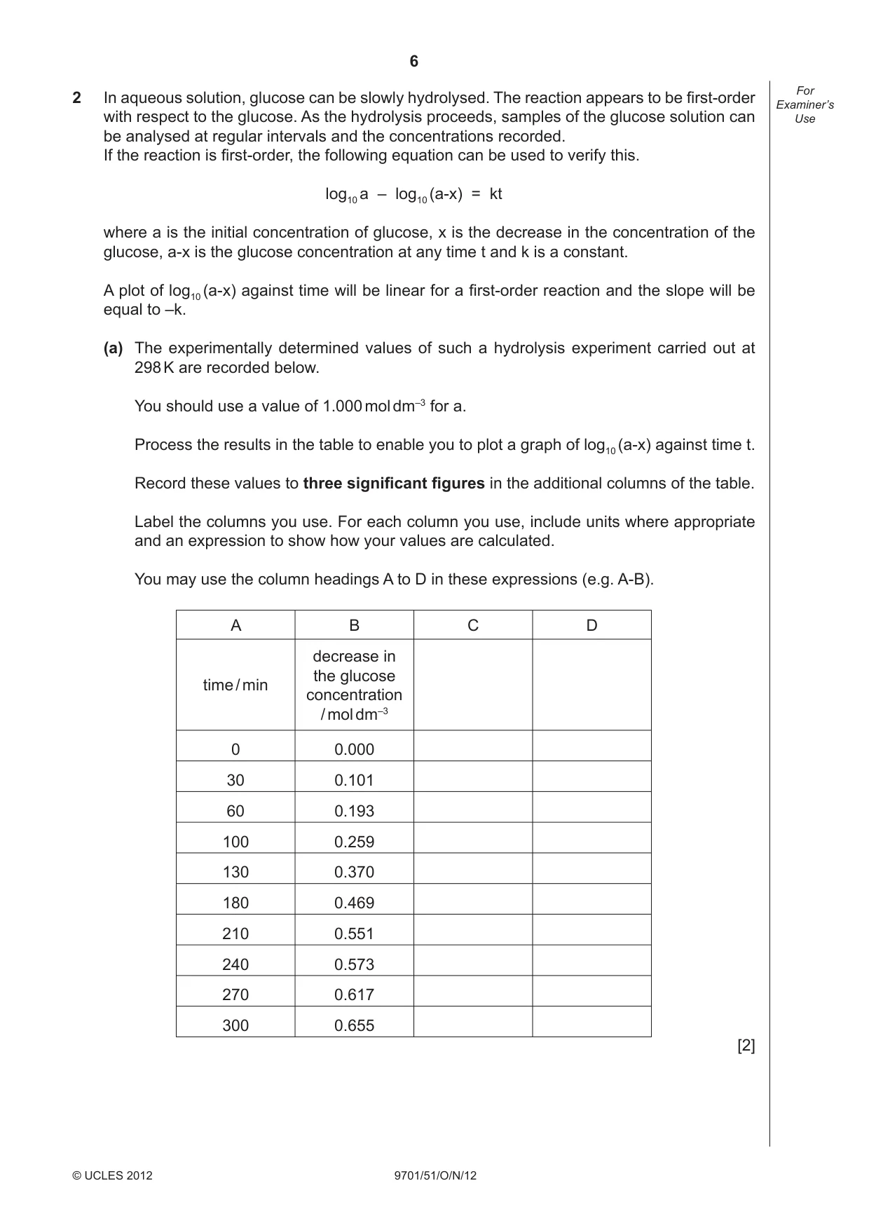 Cambridge A Level Chemistry 9701 2012 Oct/Nov Paper 5 · Variant 1 question paper, page 6 of 8