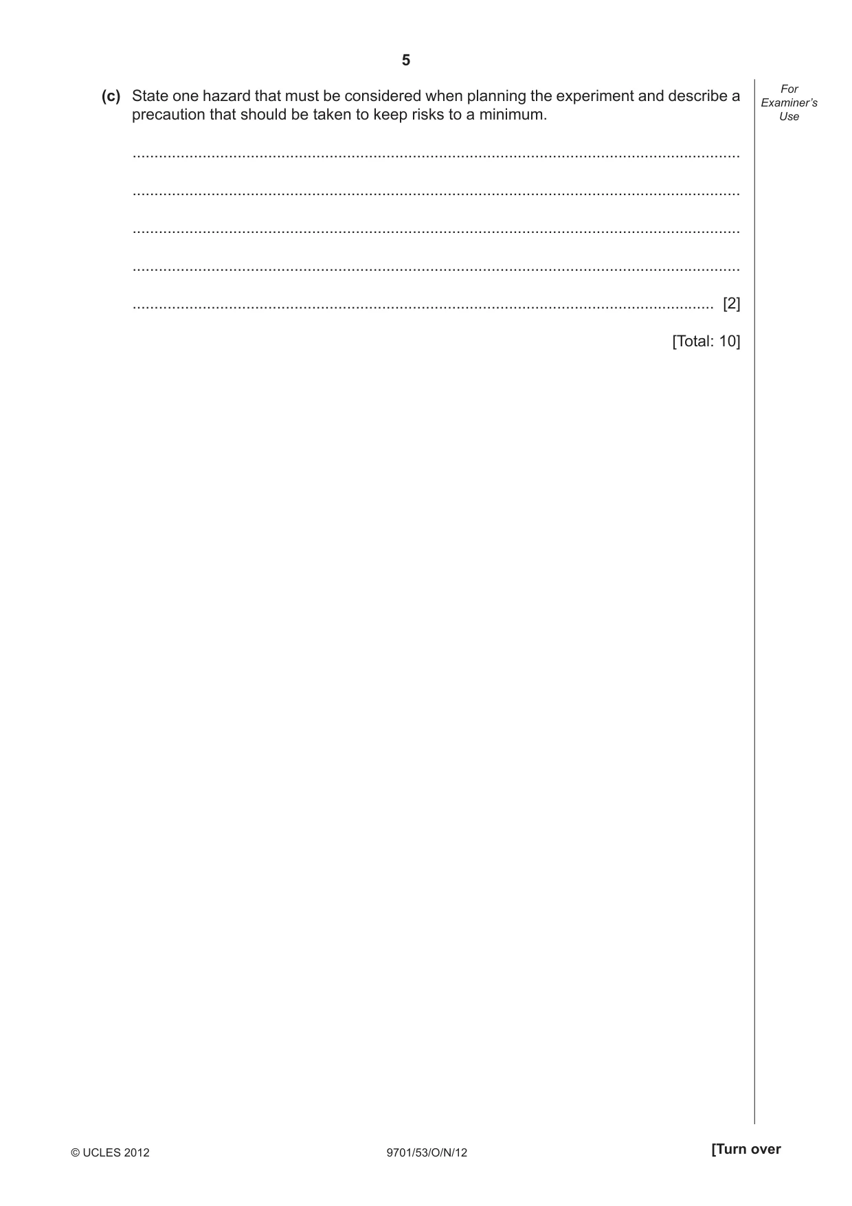 Cambridge A Level Chemistry 9701 2012 Oct/Nov Paper 5 · Variant 3 question paper, page 5 of 8