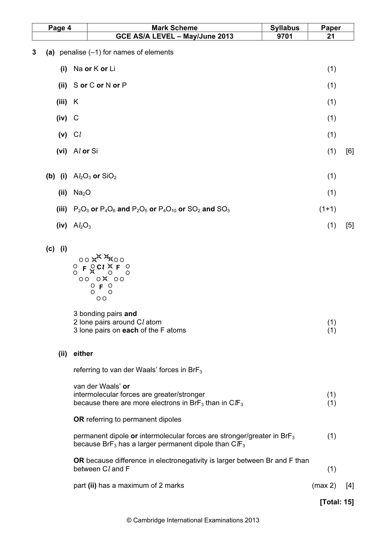 Mark scheme, page 4 of 7