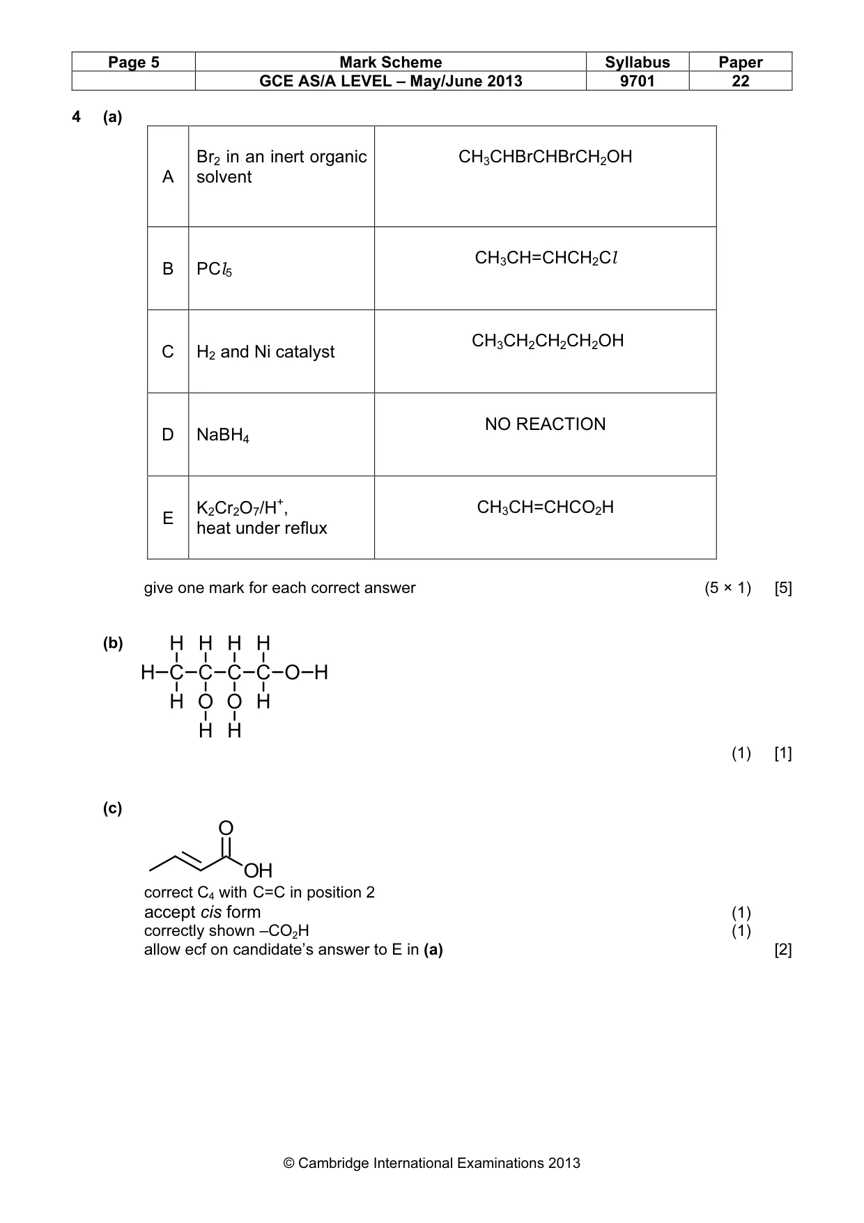Mark scheme, page 5 of 7