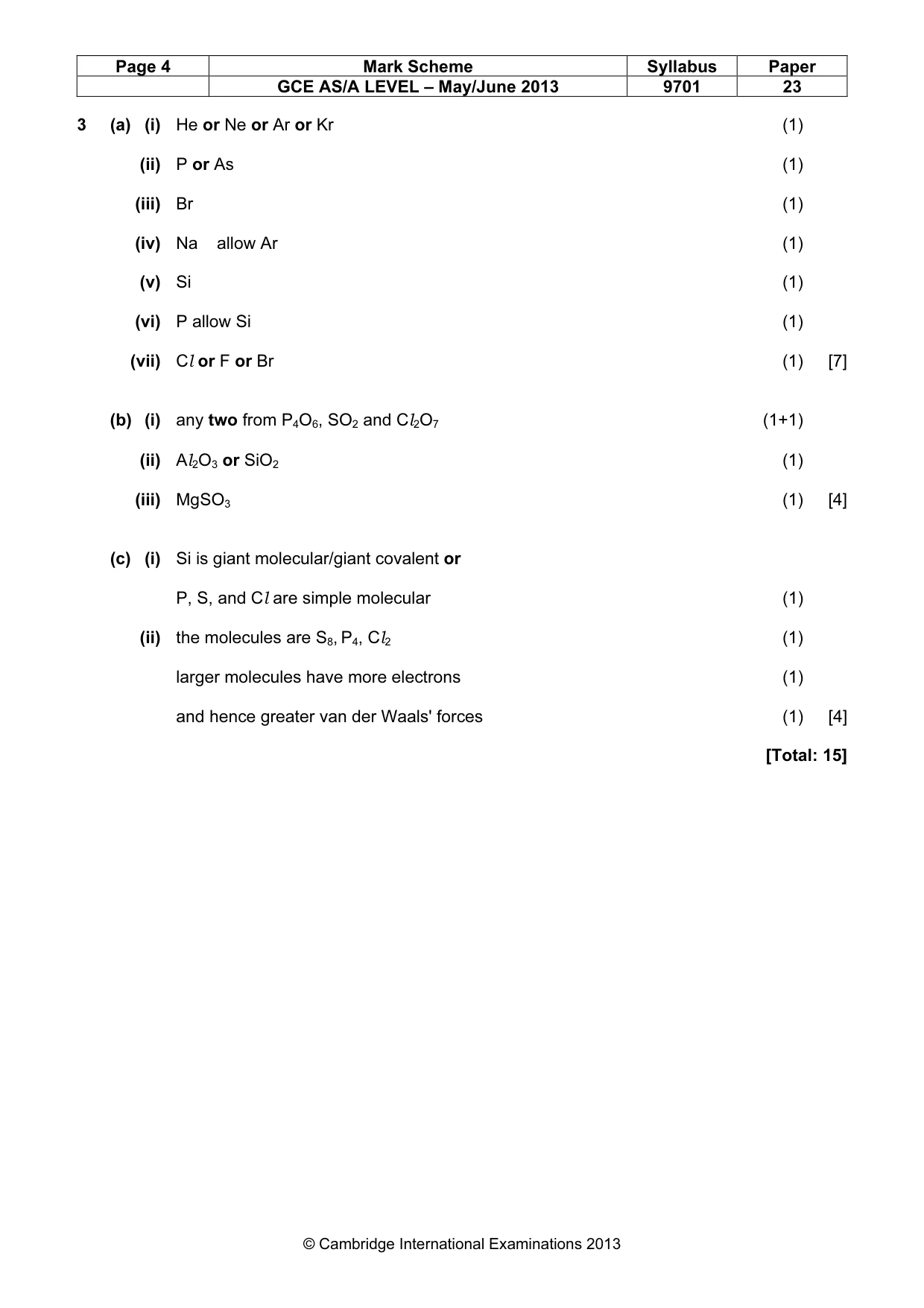 Mark scheme, page 4 of 7