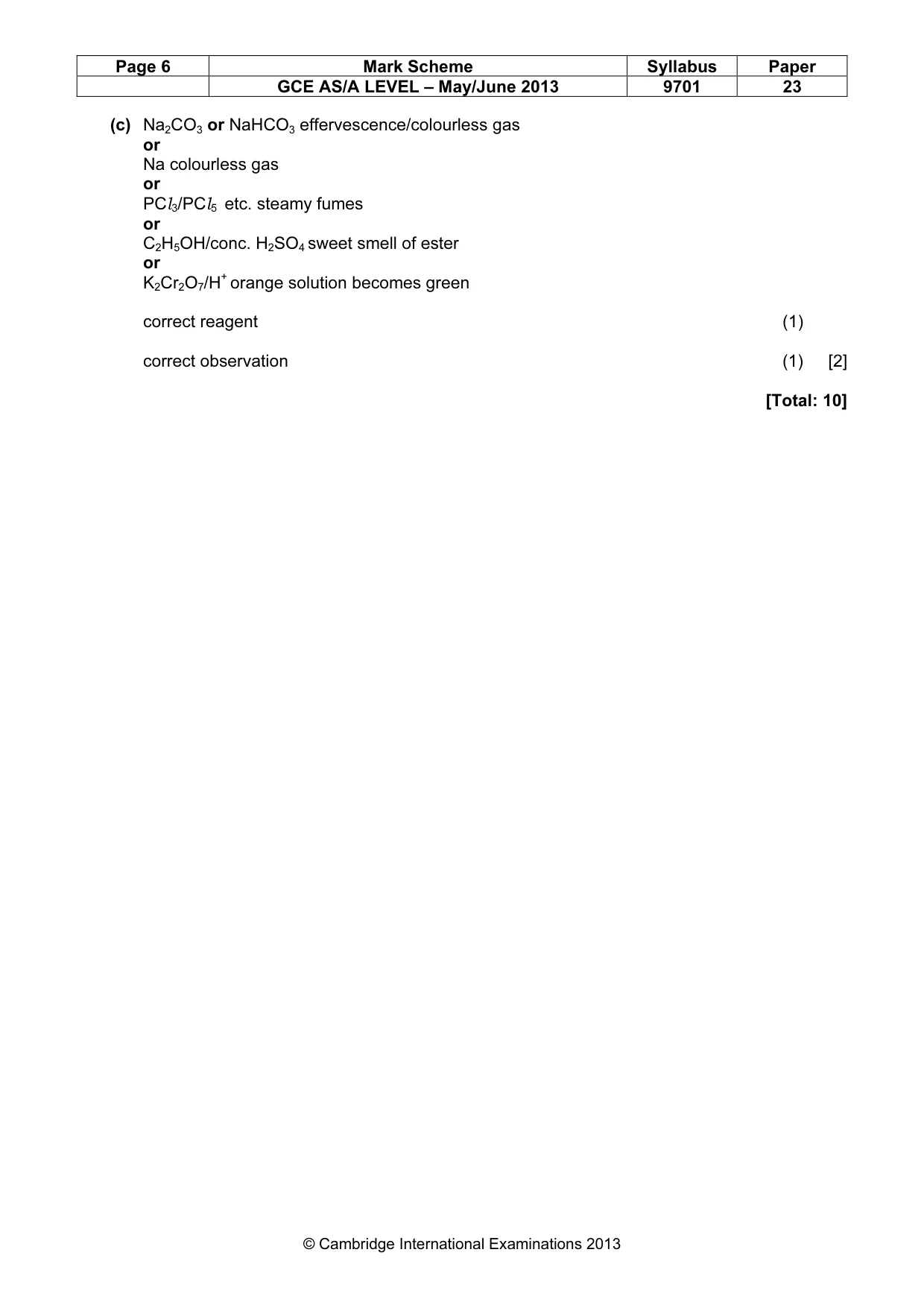 Mark scheme, page 6 of 7