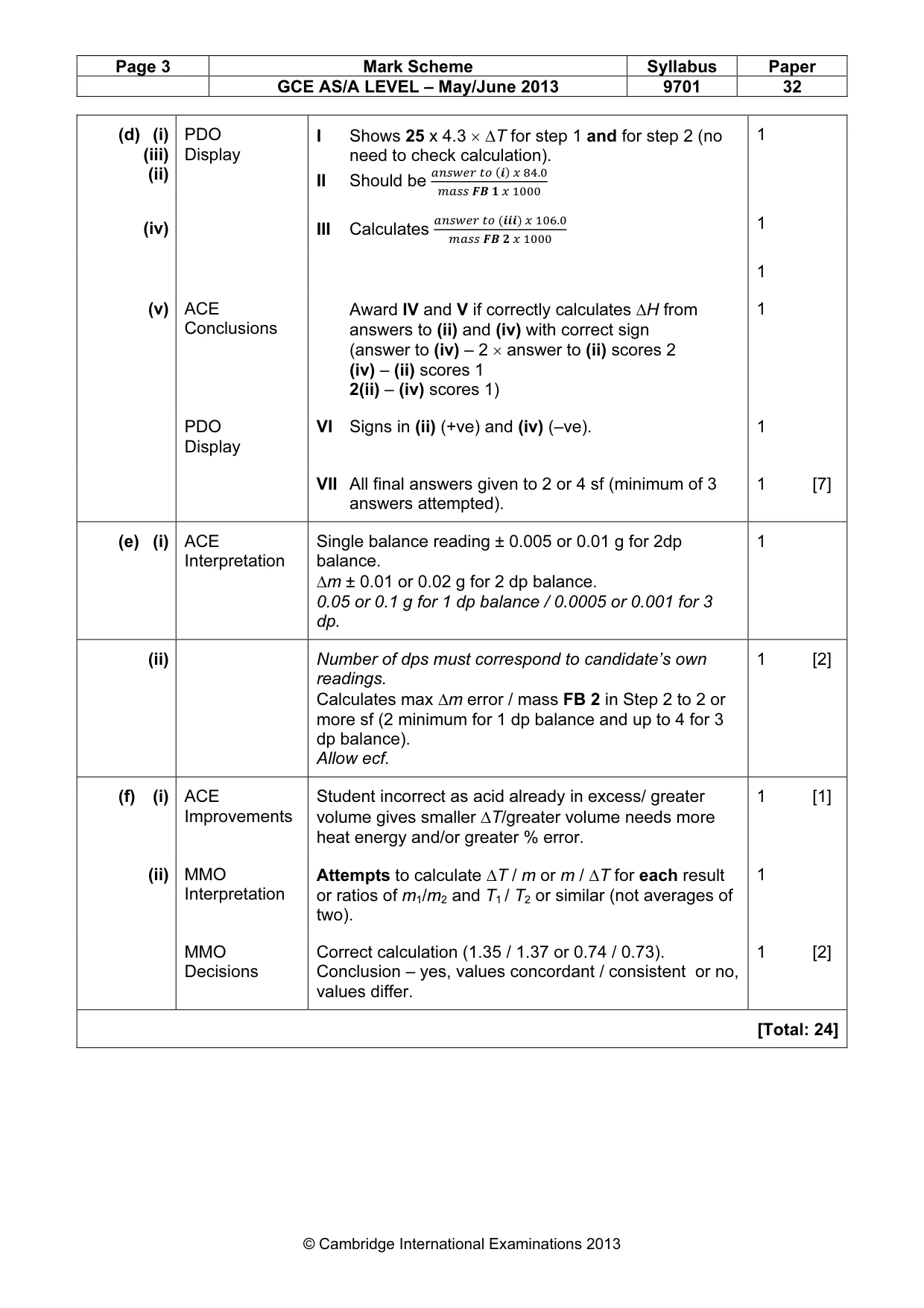 Mark scheme, page 3 of 4