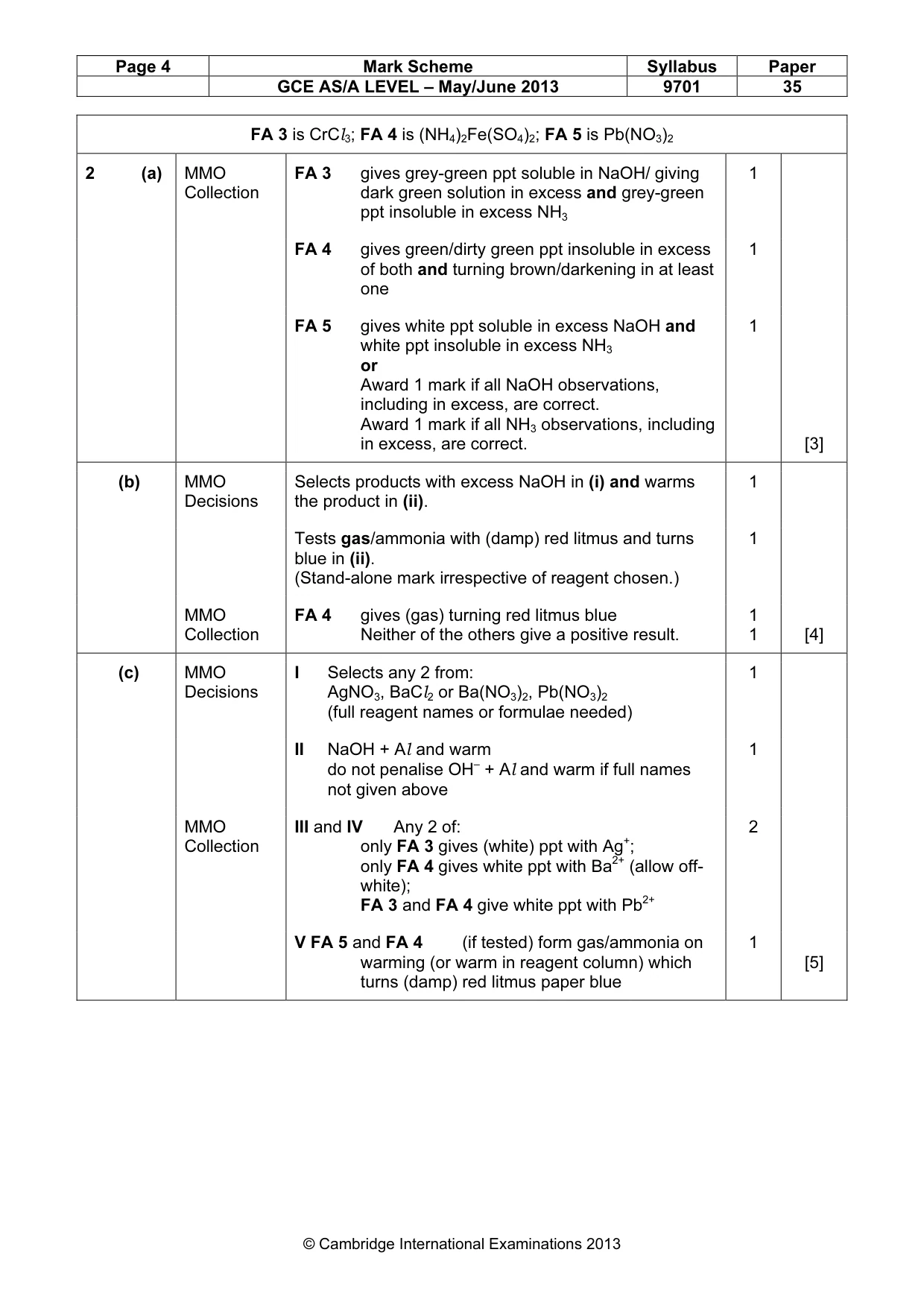 Mark scheme, page 4 of 5