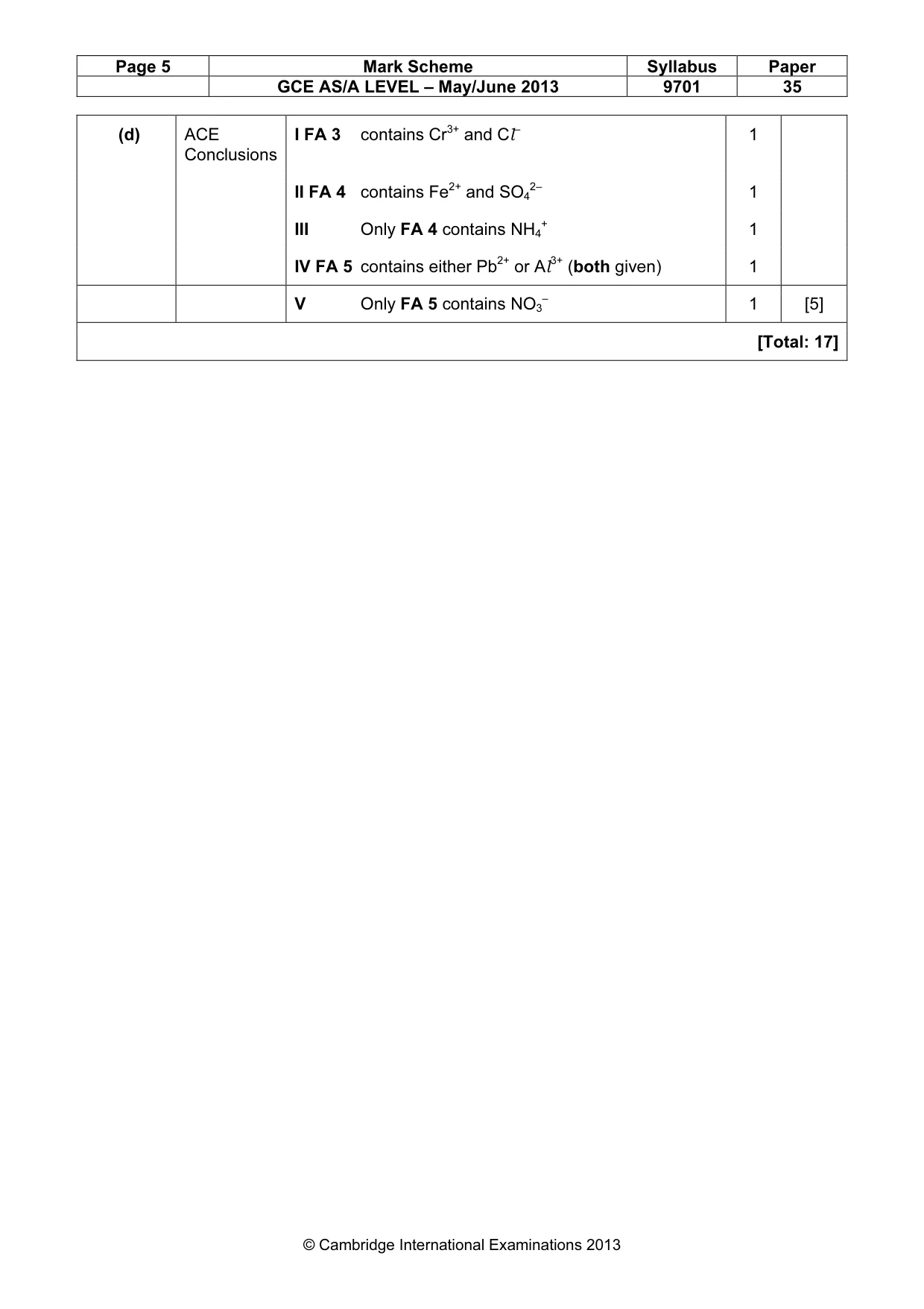 Mark scheme, page 5 of 5