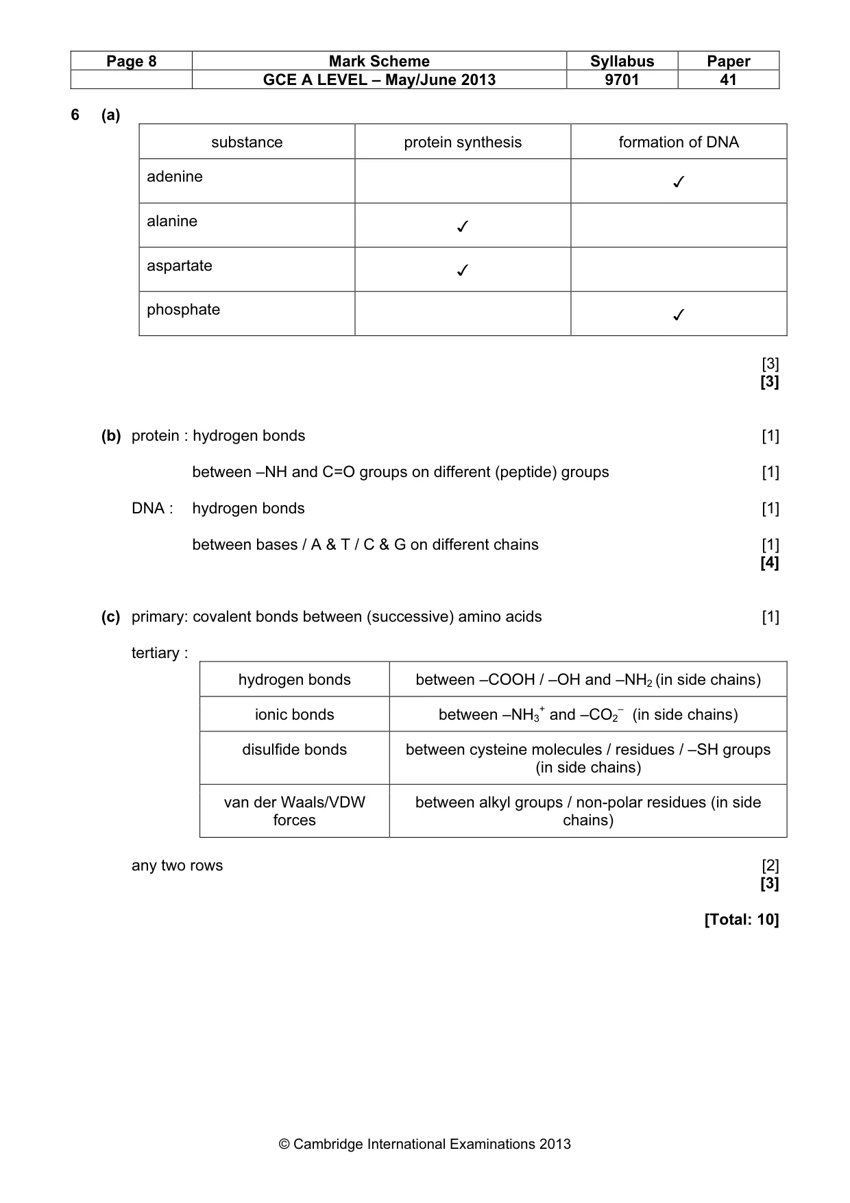 Mark scheme, page 8 of 10