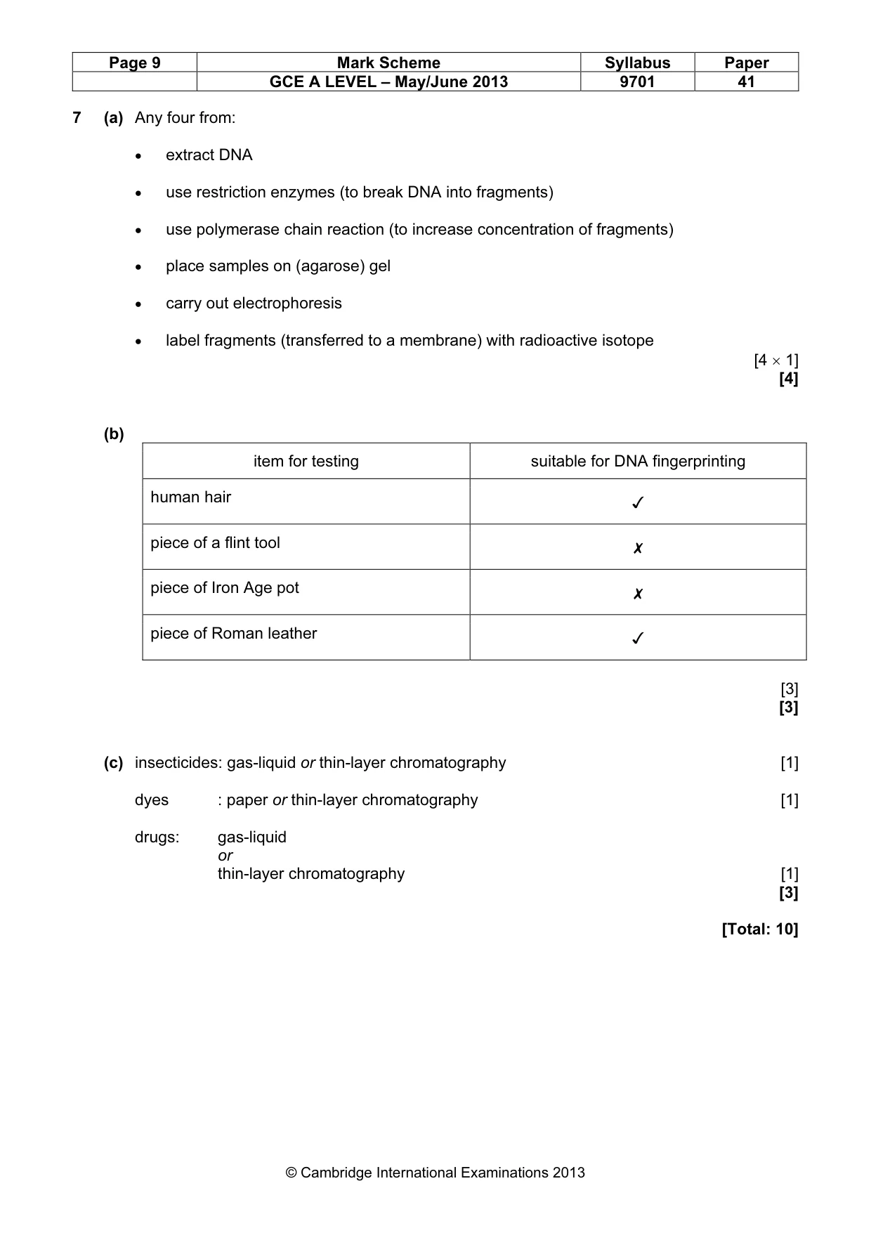 Mark scheme, page 9 of 10