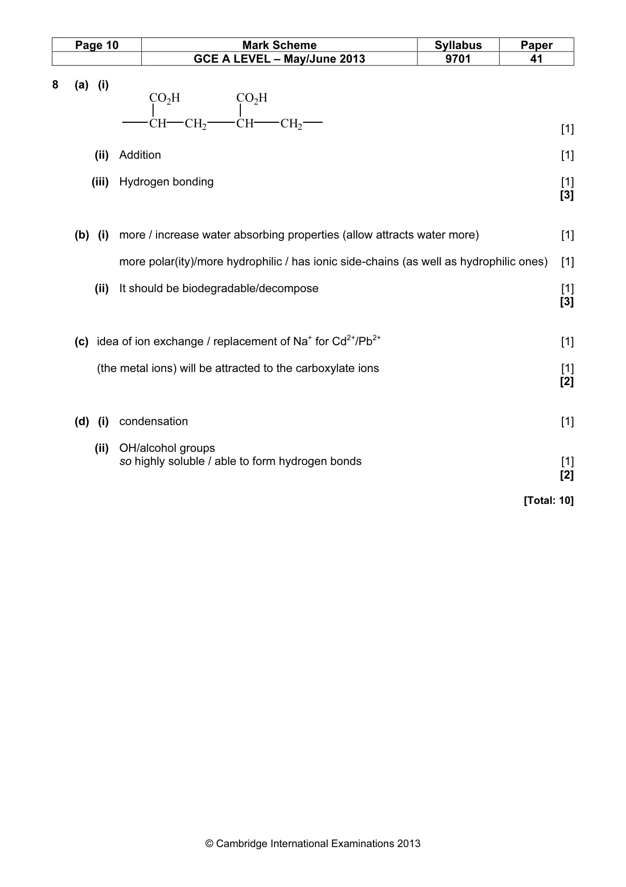 Mark scheme, page 10 of 10