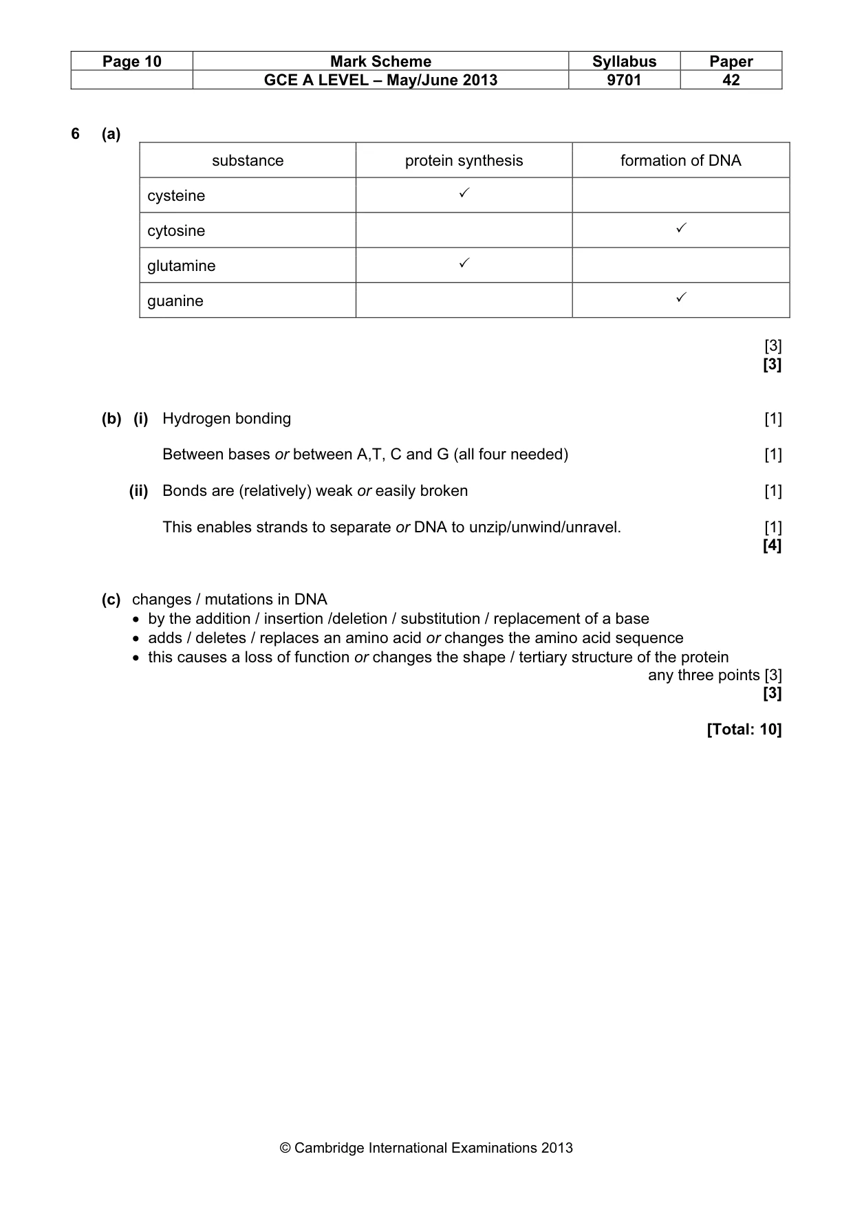 Mark scheme, page 10 of 12