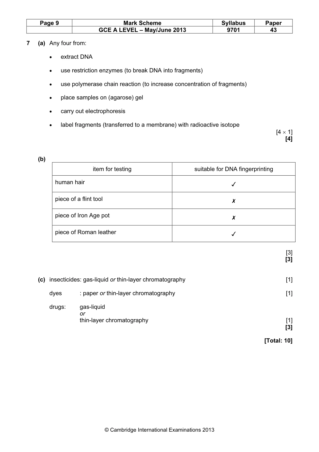 Mark scheme, page 9 of 10