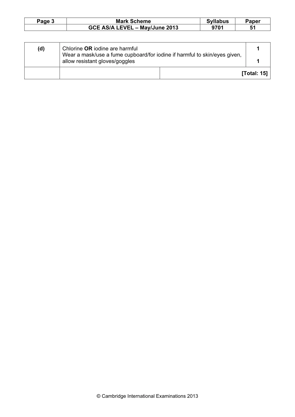 Mark scheme, page 3 of 5