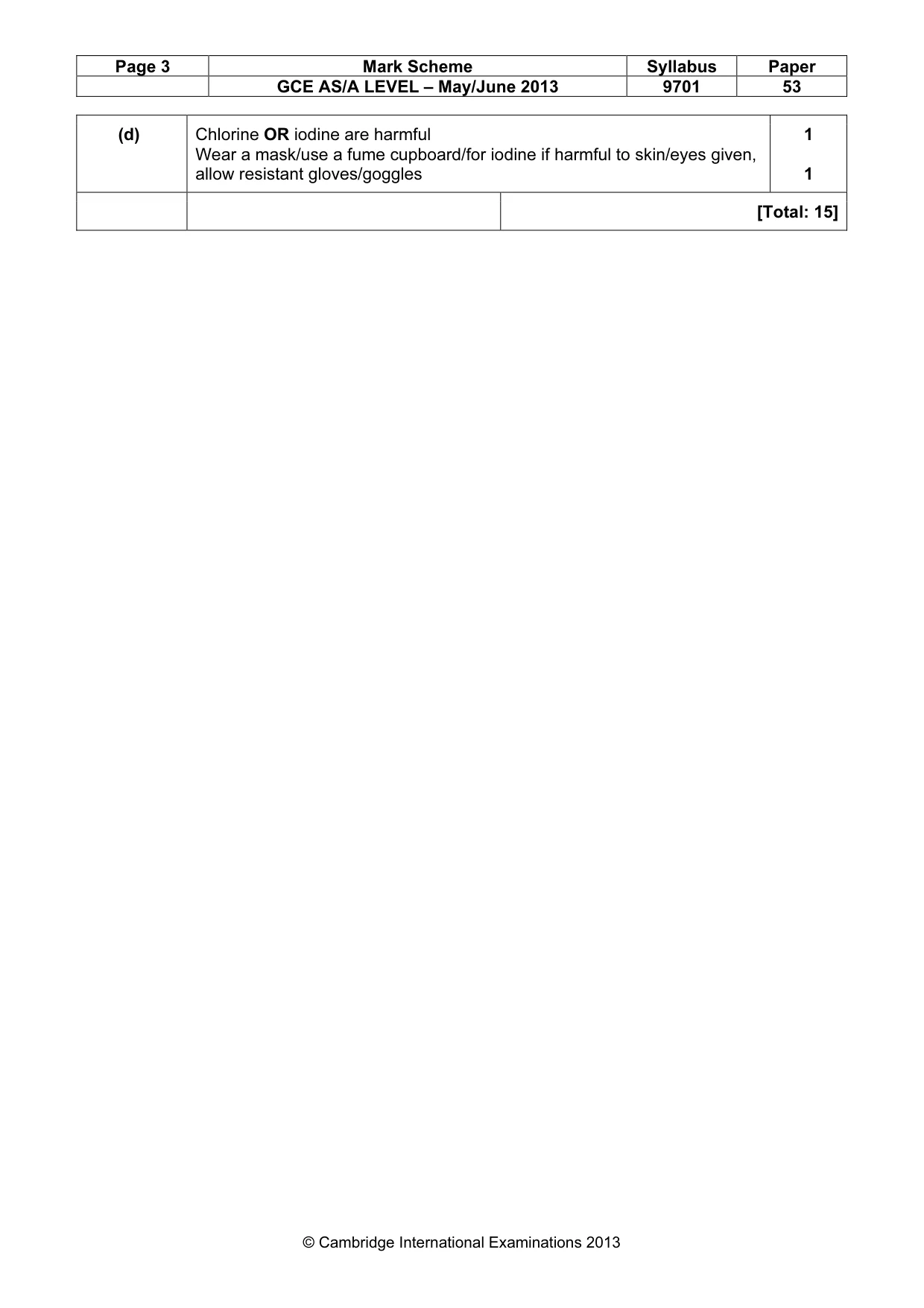 Mark scheme, page 3 of 5