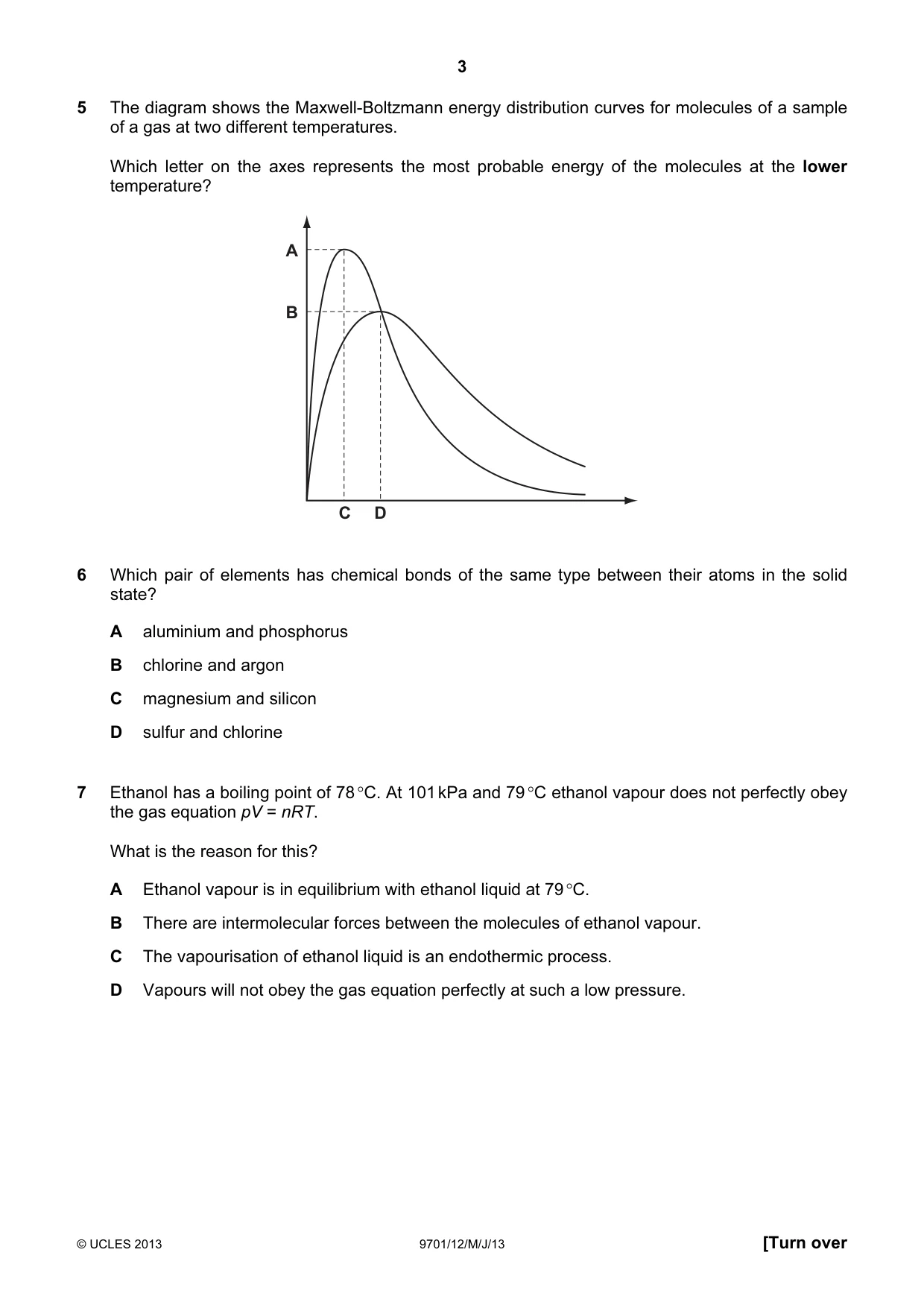 Cambridge A Level Chemistry 9701 2013 May/June Paper 1 · Variant 2 question paper, page 3 of 16