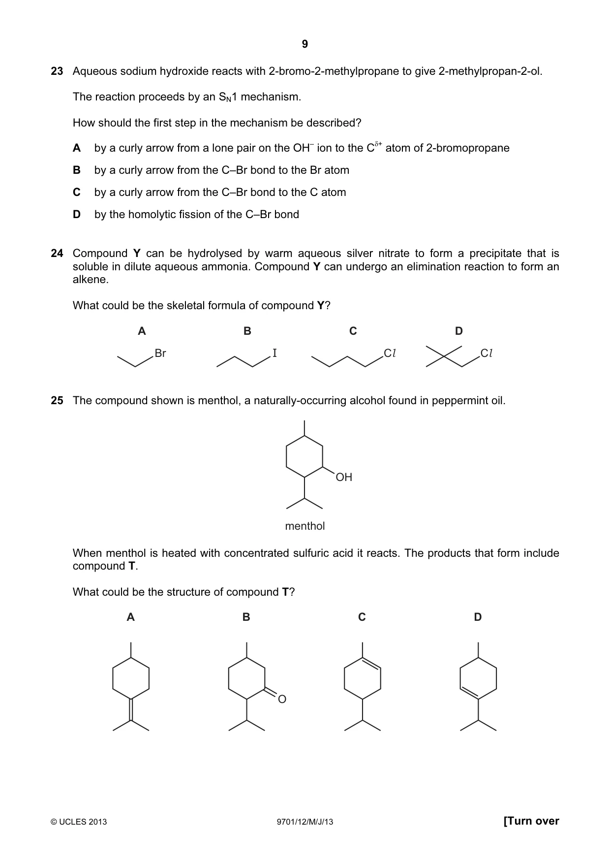 Cambridge A Level Chemistry 9701 2013 May/June Paper 1 · Variant 2 question paper, page 9 of 16