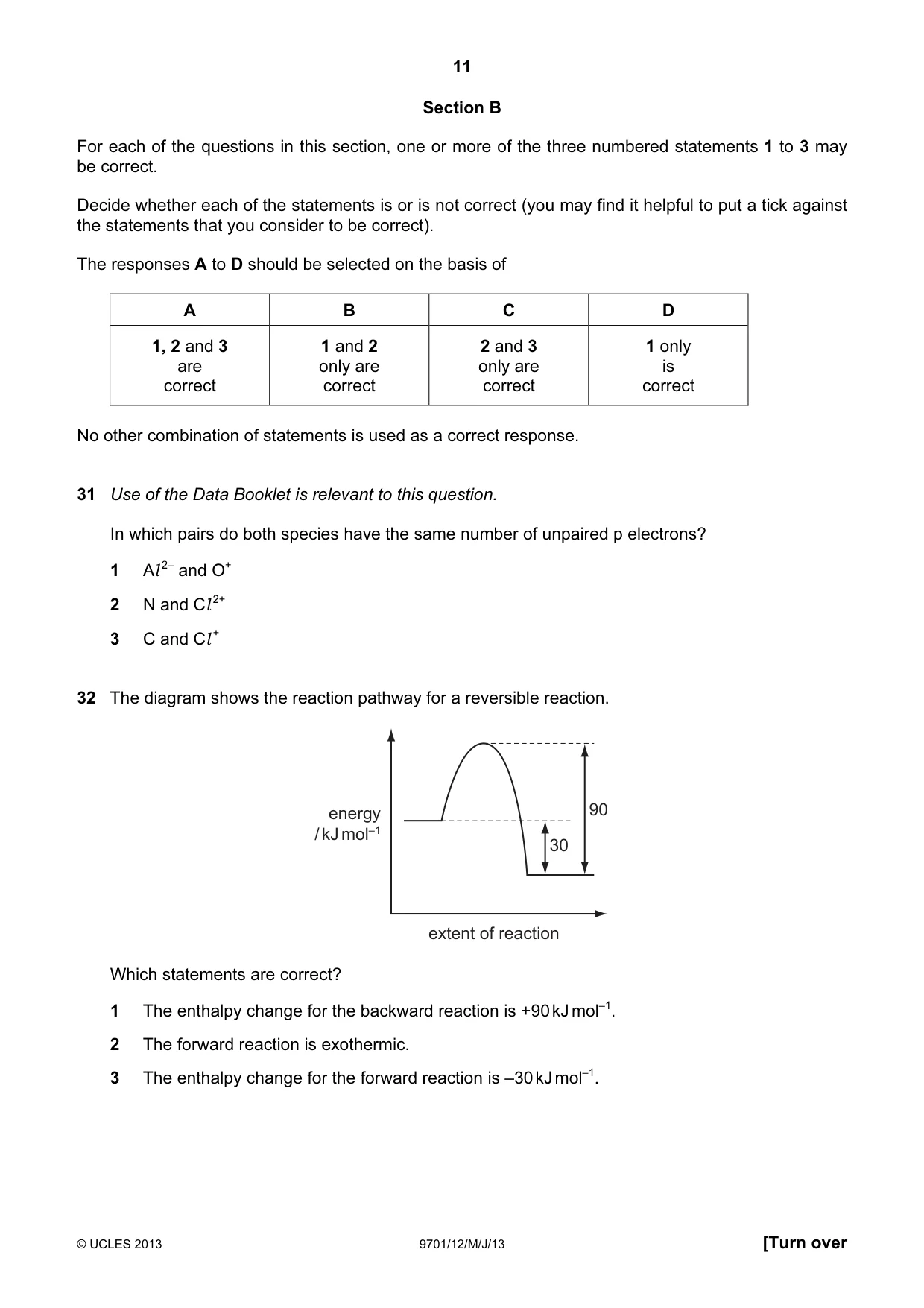 Cambridge A Level Chemistry 9701 2013 May/June Paper 1 · Variant 2 question paper, page 11 of 16