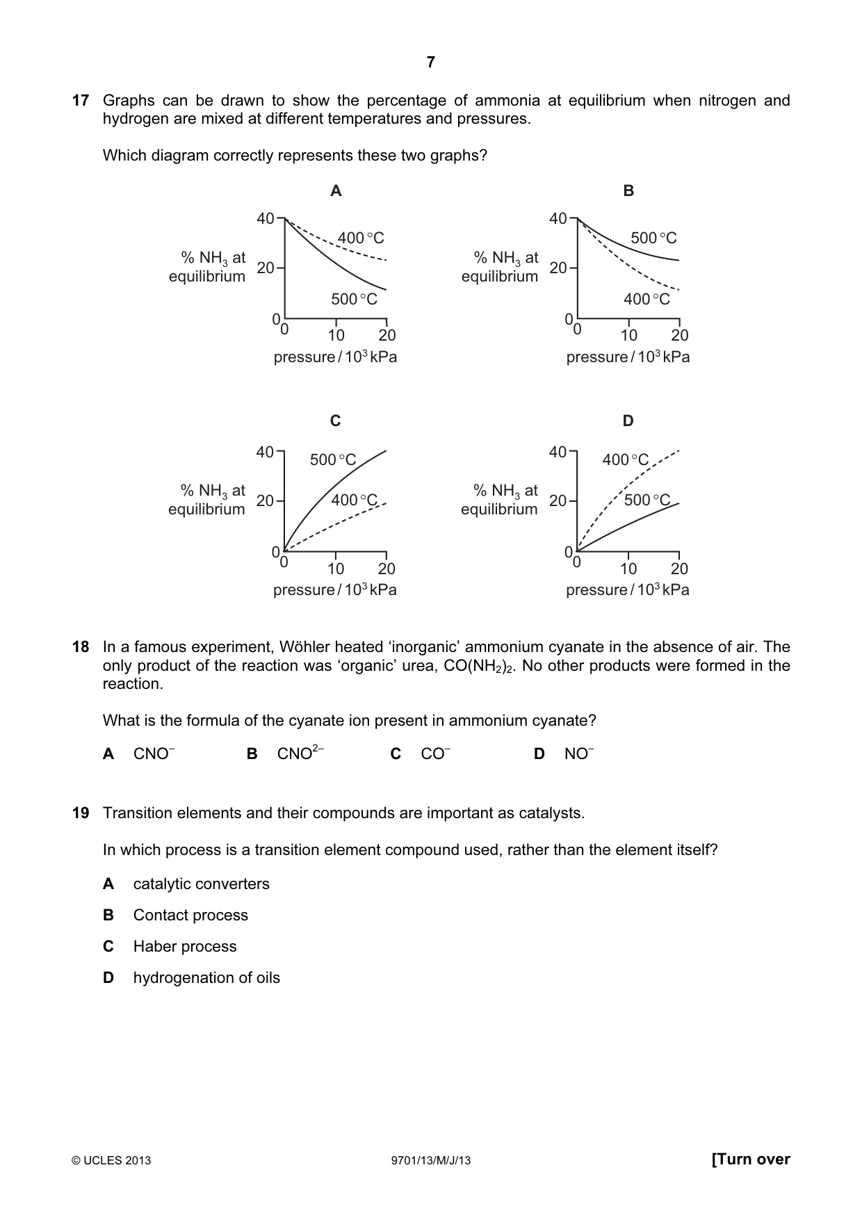 Cambridge A Level Chemistry 9701 2013 May/June Paper 1 · Variant 3 question paper, page 7 of 16
