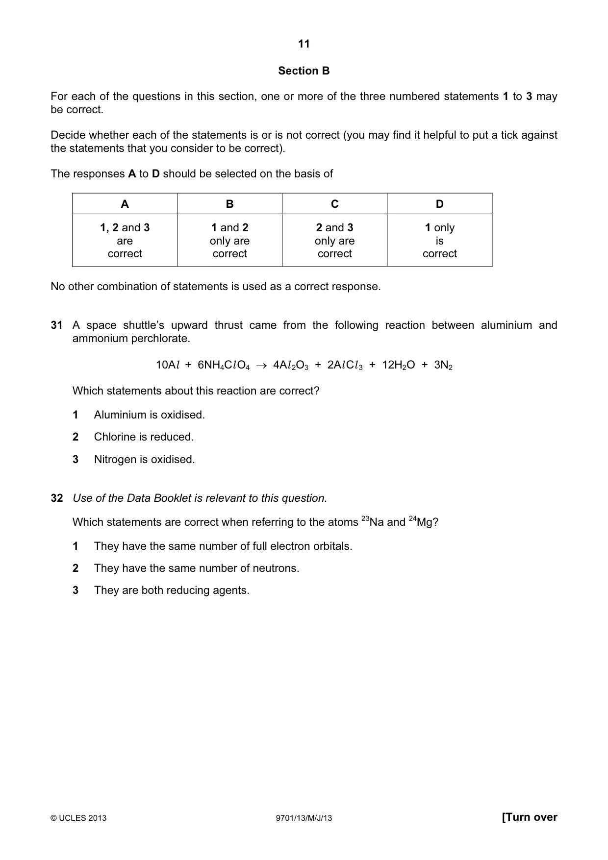 Cambridge A Level Chemistry 9701 2013 May/June Paper 1 · Variant 3 question paper, page 11 of 16