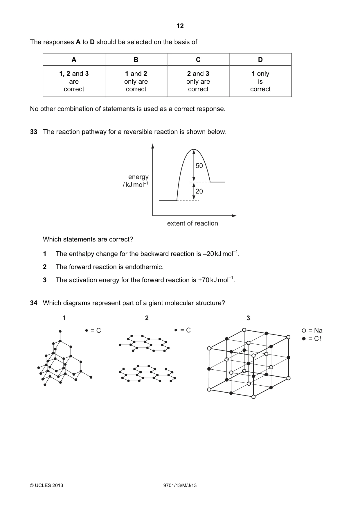 Cambridge A Level Chemistry 9701 2013 May/June Paper 1 · Variant 3 question paper, page 12 of 16