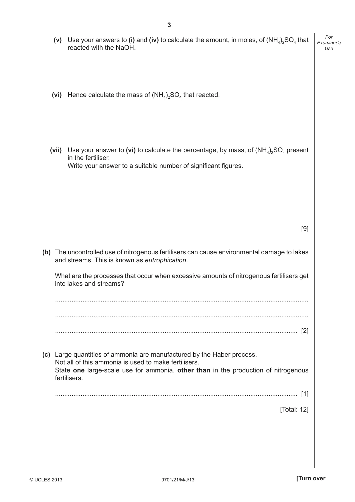 Cambridge A Level Chemistry 9701 2013 May/June Paper 2 · Variant 1 question paper, page 3 of 12