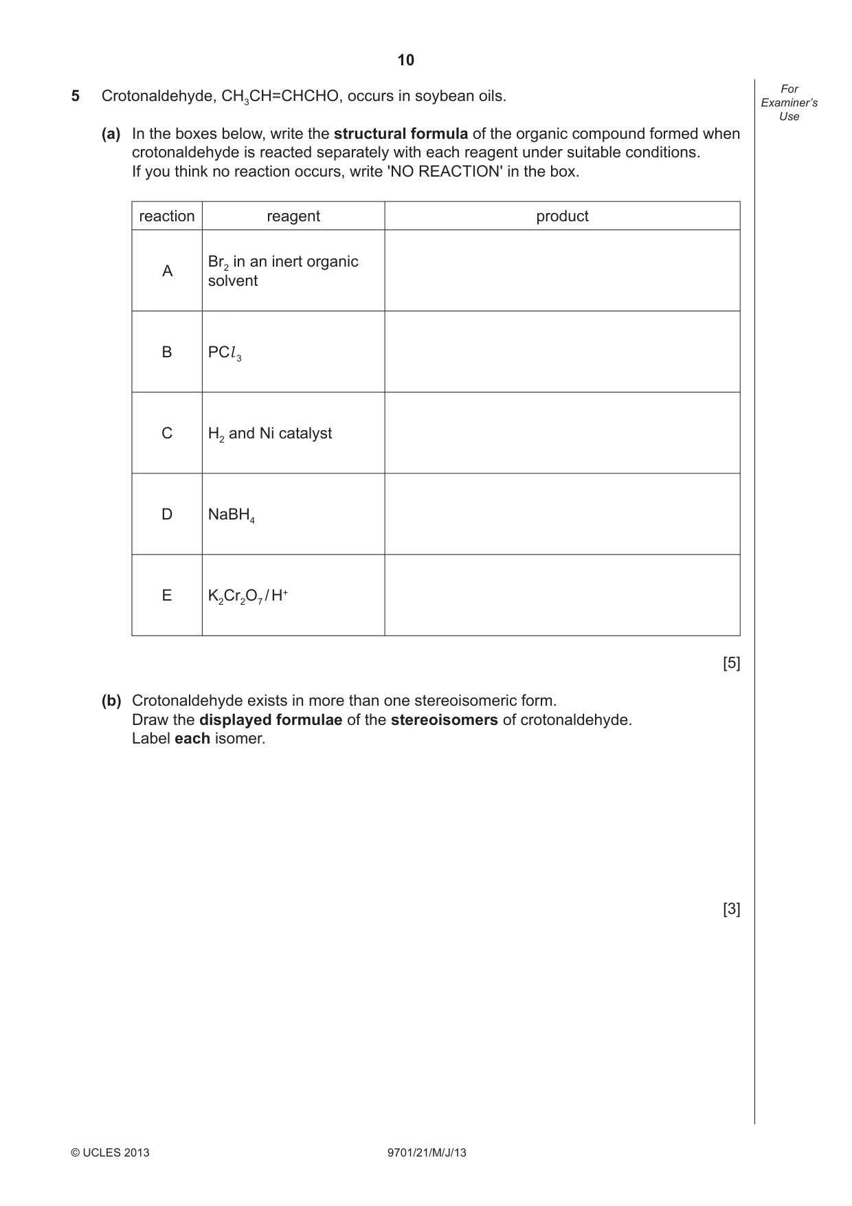 Cambridge A Level Chemistry 9701 2013 May/June Paper 2 · Variant 1 question paper, page 10 of 12