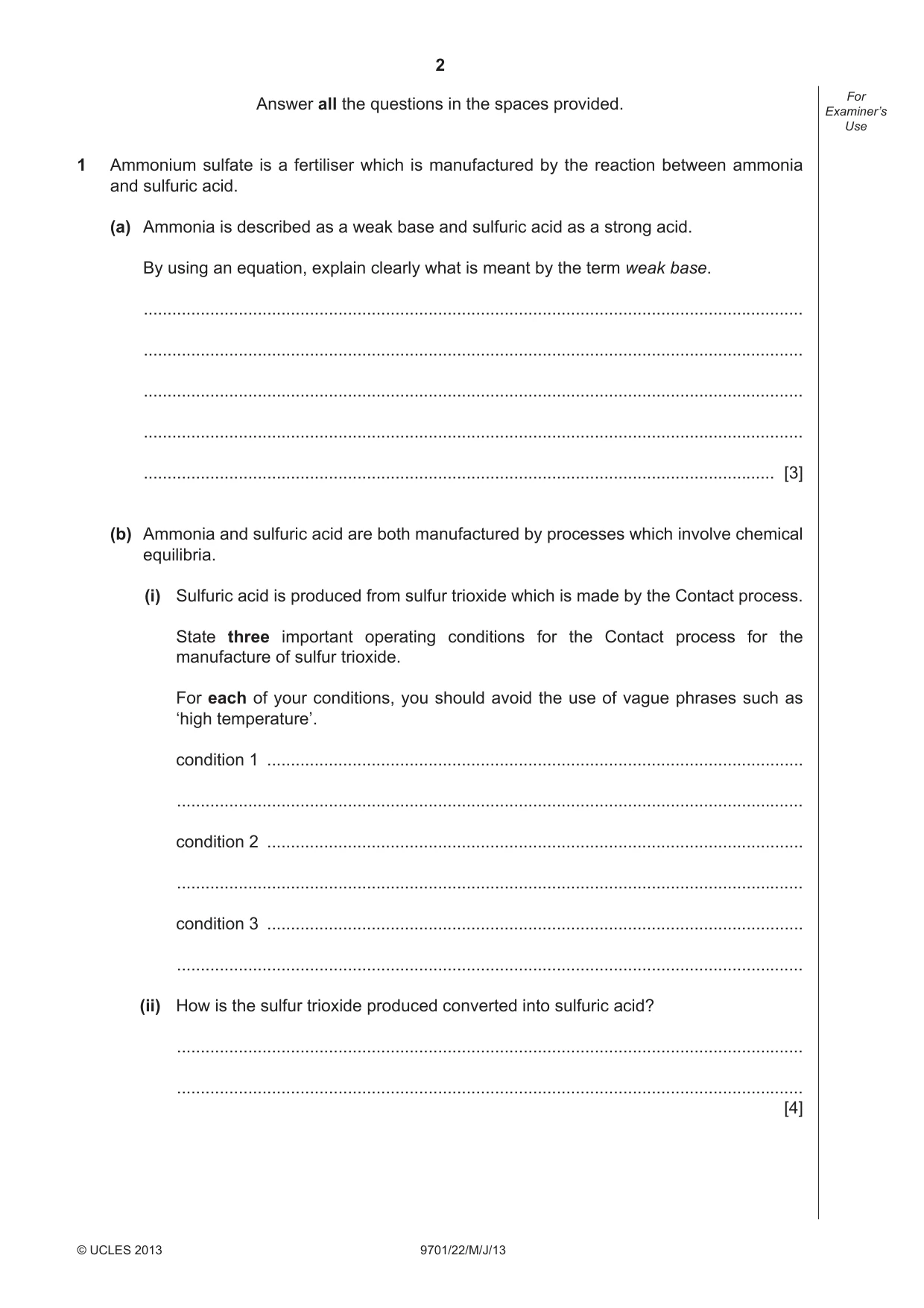 Cambridge A Level Chemistry 9701 2013 May/June Paper 2 · Variant 2 question paper, page 2 of 12