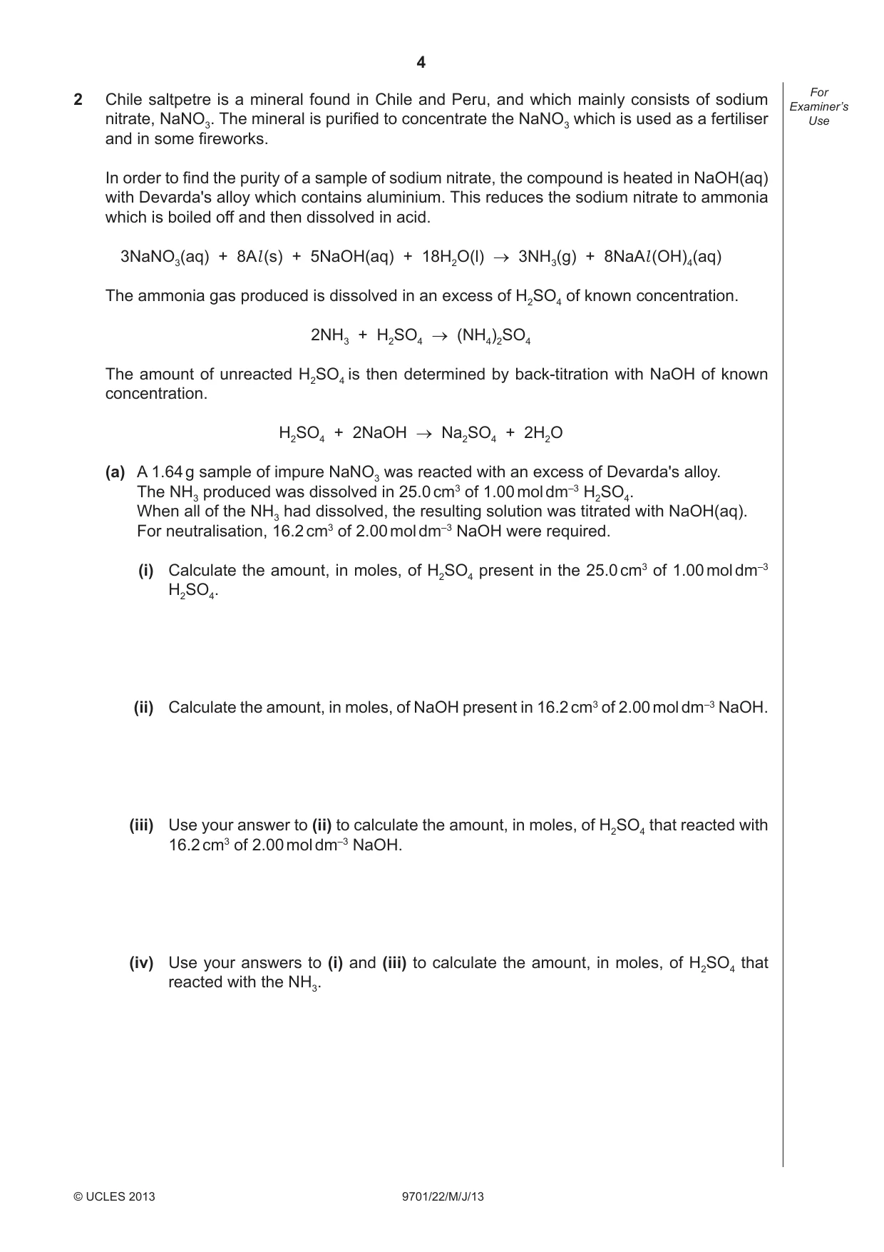 Cambridge A Level Chemistry 9701 2013 May/June Paper 2 · Variant 2 question paper, page 4 of 12