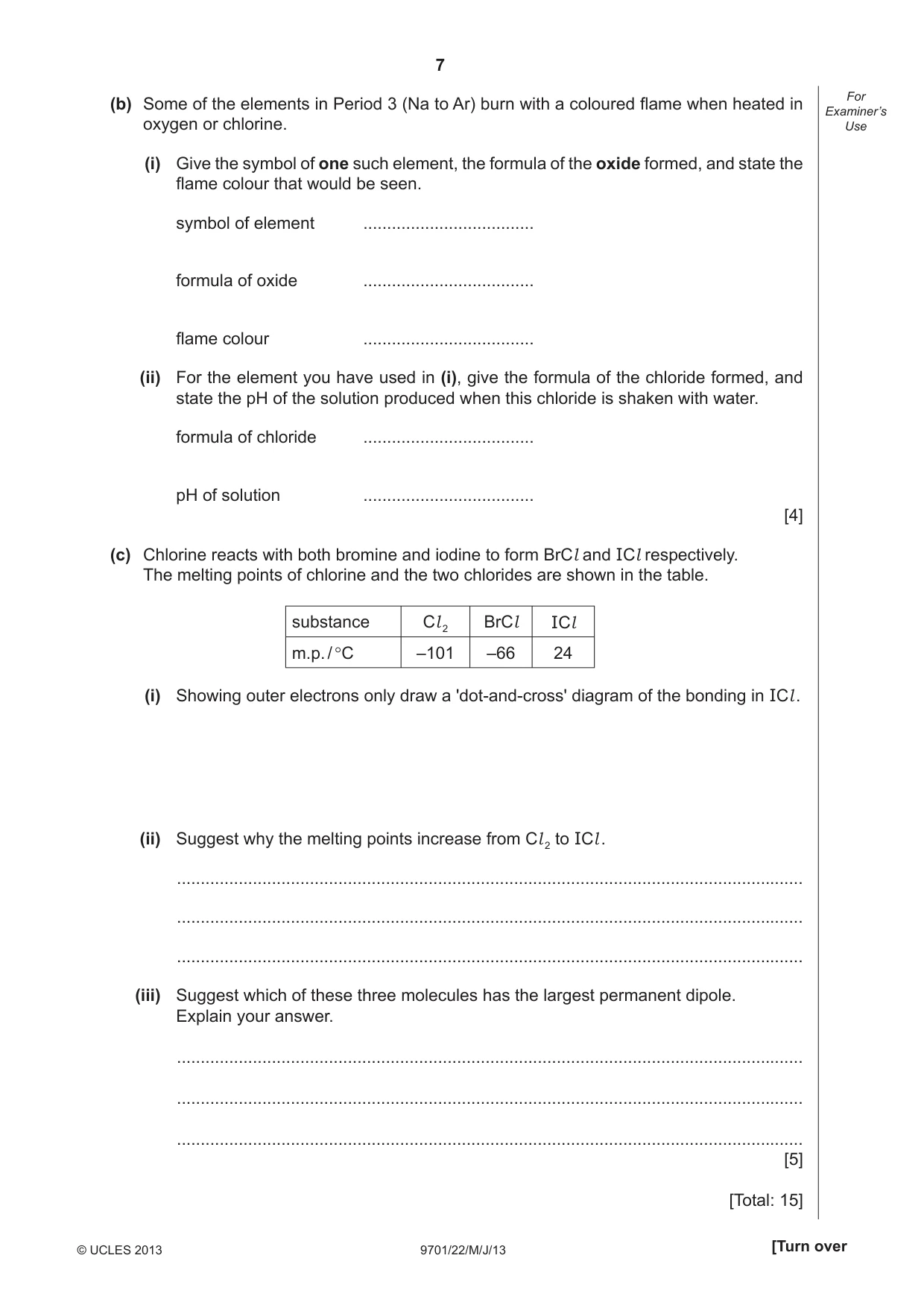 Cambridge A Level Chemistry 9701 2013 May/June Paper 2 · Variant 2 question paper, page 7 of 12