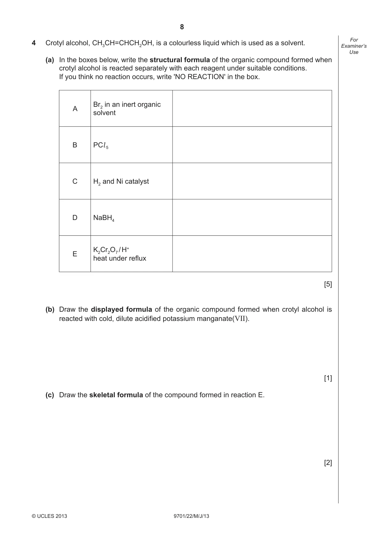 Cambridge A Level Chemistry 9701 2013 May/June Paper 2 · Variant 2 question paper, page 8 of 12