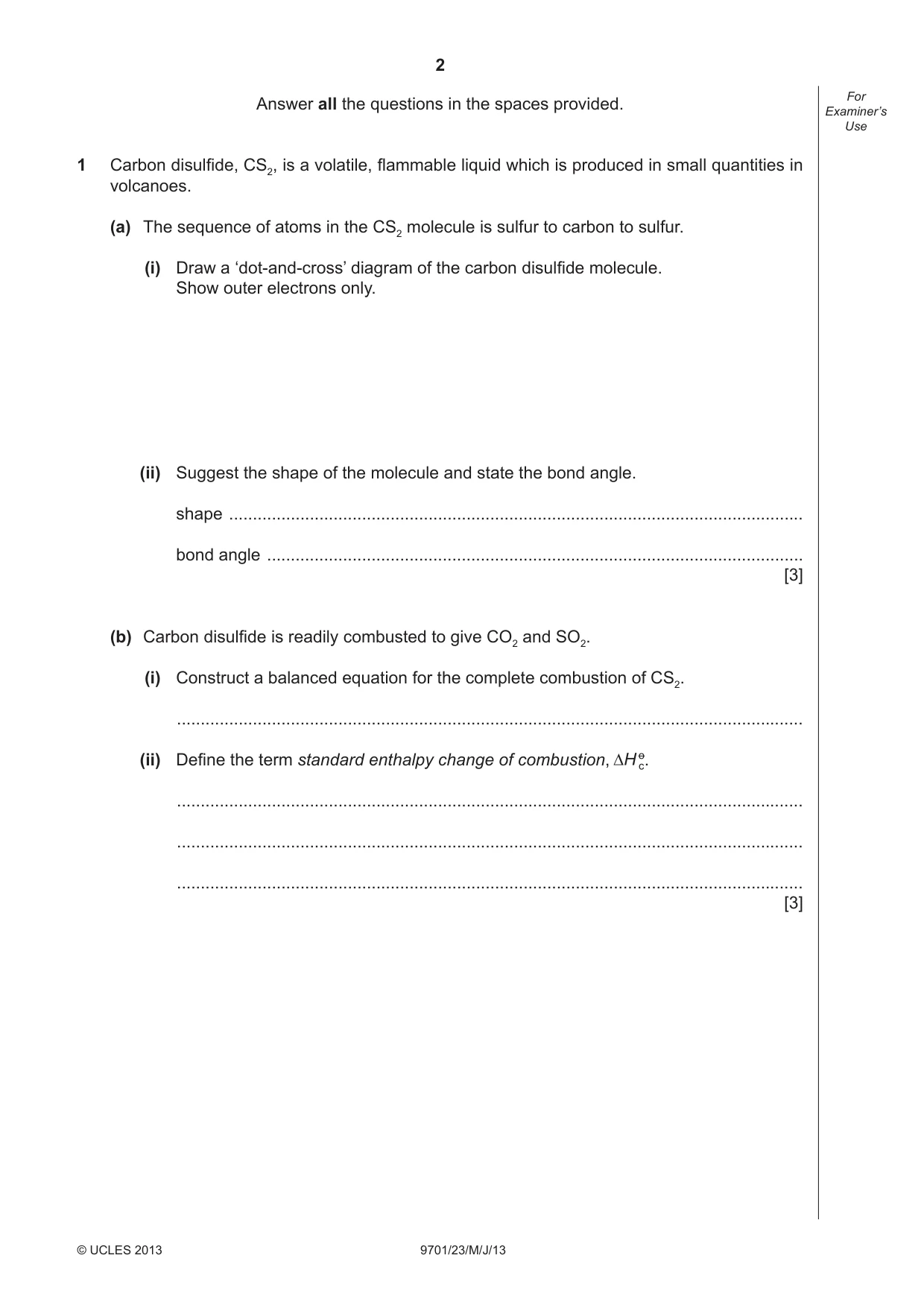 Cambridge A Level Chemistry 9701 2013 May/June Paper 2 · Variant 3 question paper, page 2 of 12