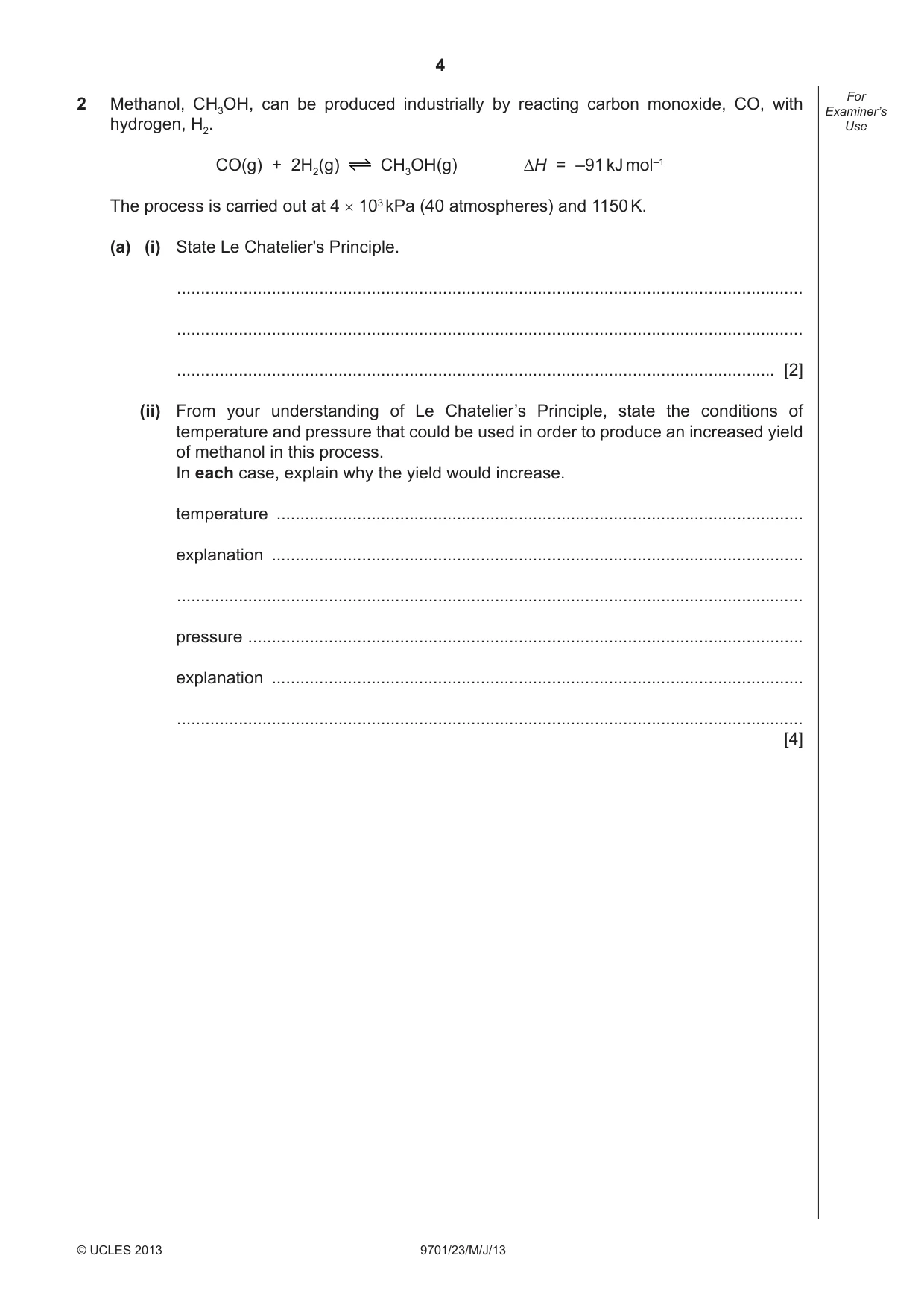 Cambridge A Level Chemistry 9701 2013 May/June Paper 2 · Variant 3 question paper, page 4 of 12