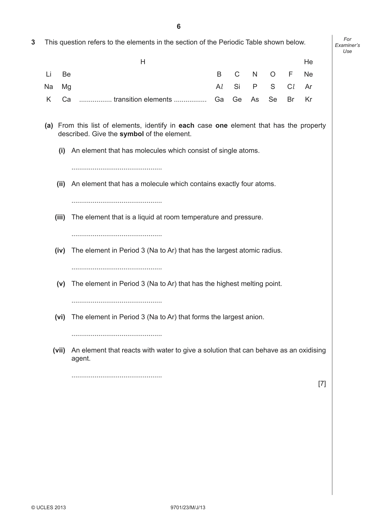 Cambridge A Level Chemistry 9701 2013 May/June Paper 2 · Variant 3 question paper, page 6 of 12