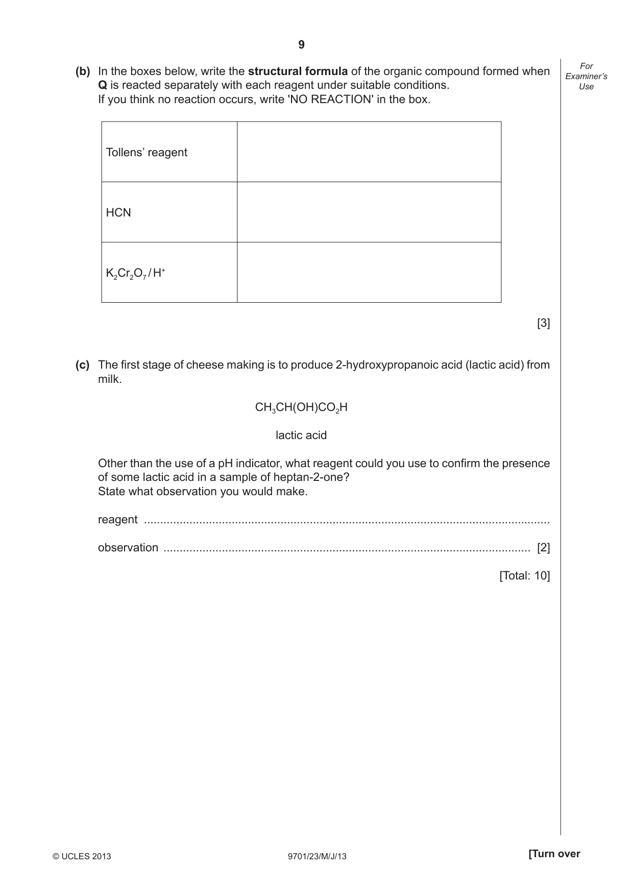 Cambridge A Level Chemistry 9701 2013 May/June Paper 2 · Variant 3 question paper, page 9 of 12