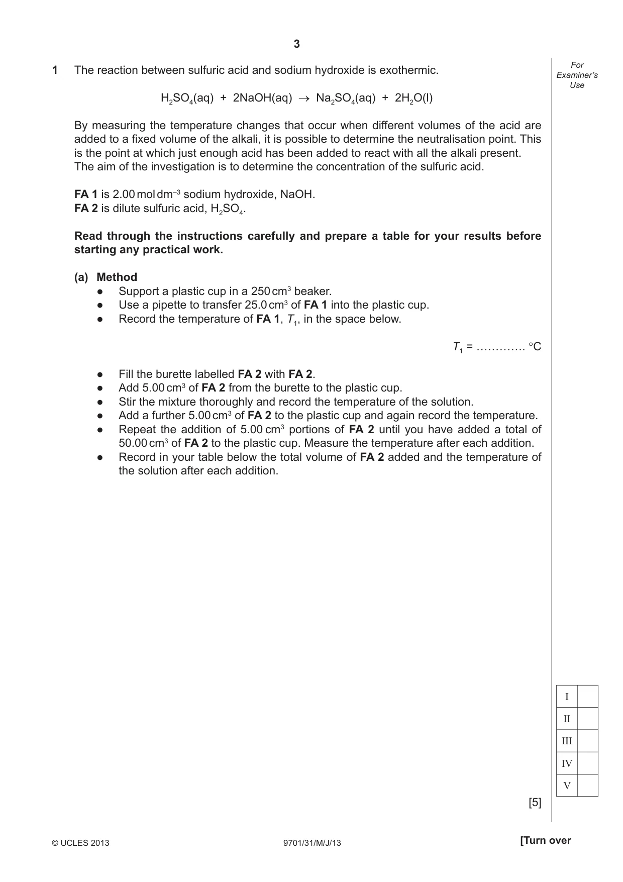 Cambridge A Level Chemistry 9701 2013 May/June Paper 3 · Variant 1 question paper, page 3 of 16