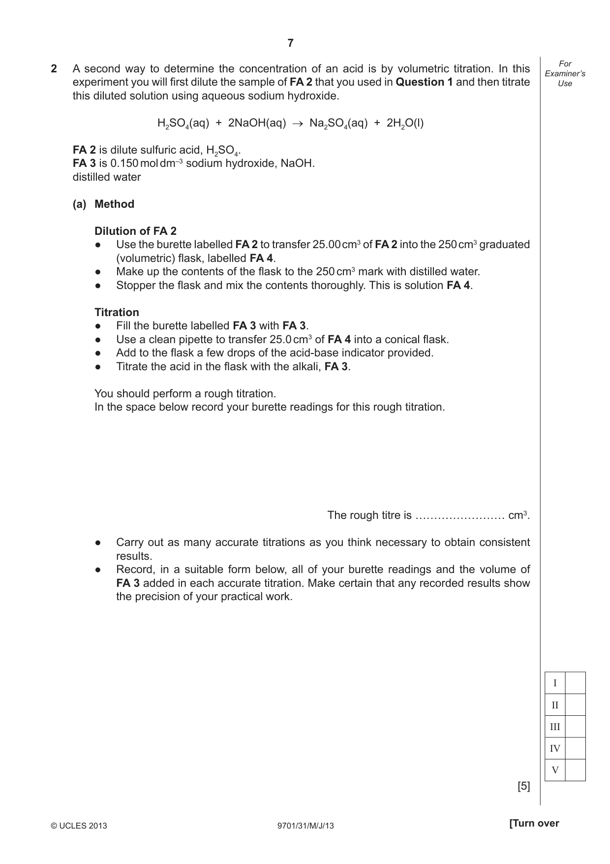 Cambridge A Level Chemistry 9701 2013 May/June Paper 3 · Variant 1 question paper, page 7 of 16