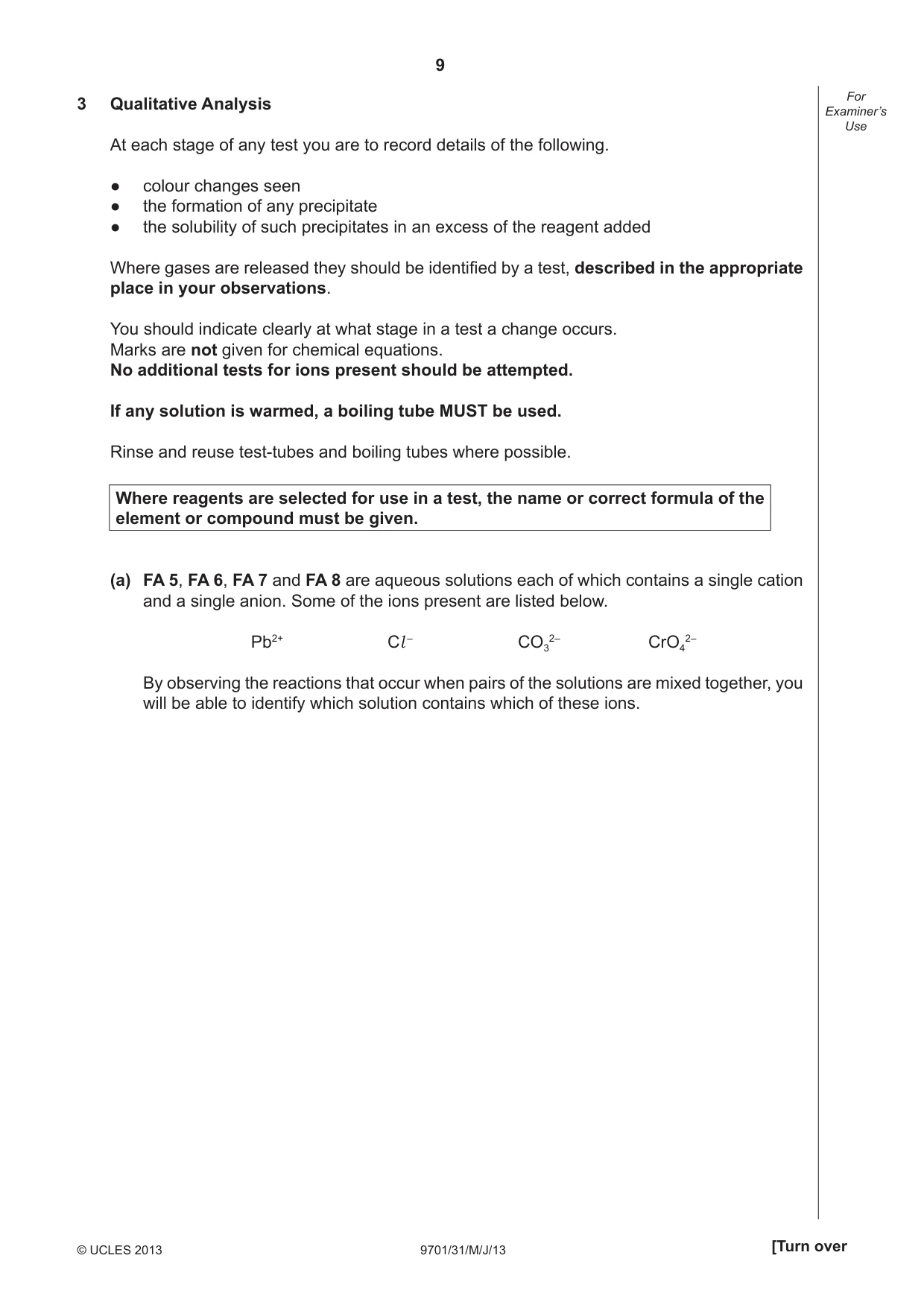 Cambridge A Level Chemistry 9701 2013 May/June Paper 3 · Variant 1 question paper, page 9 of 16