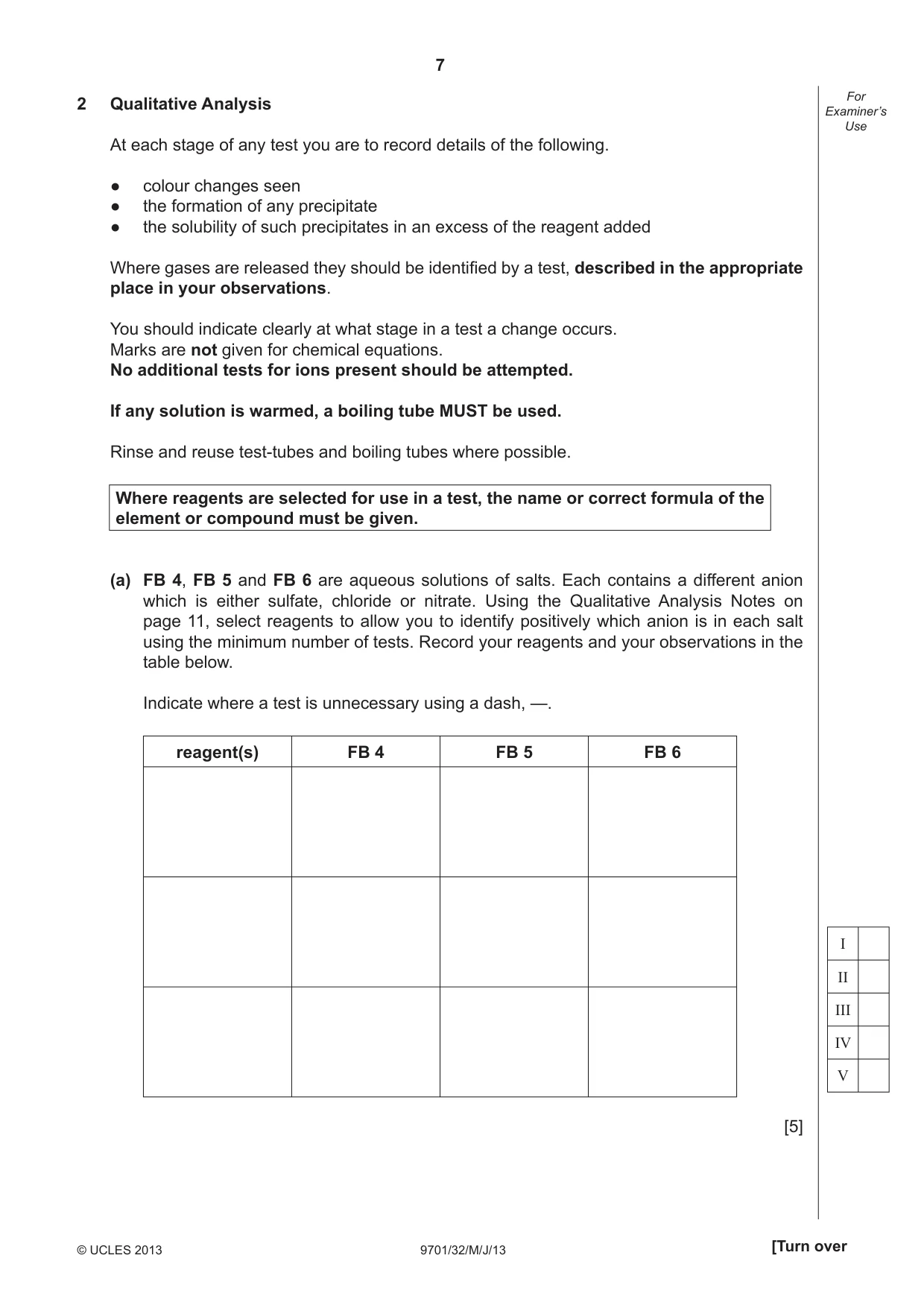 Cambridge A Level Chemistry 9701 2013 May/June Paper 3 · Variant 2 question paper, page 7 of 12