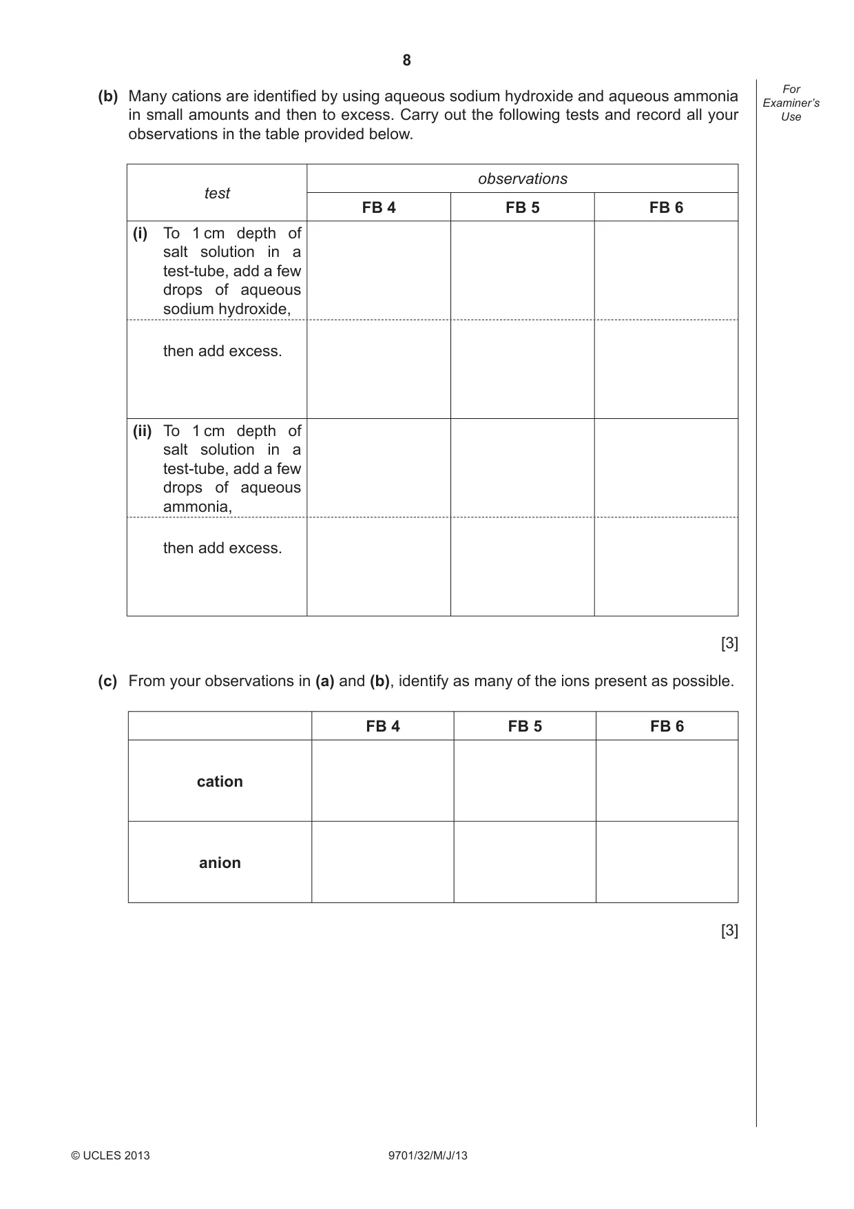 Cambridge A Level Chemistry 9701 2013 May/June Paper 3 · Variant 2 question paper, page 8 of 12
