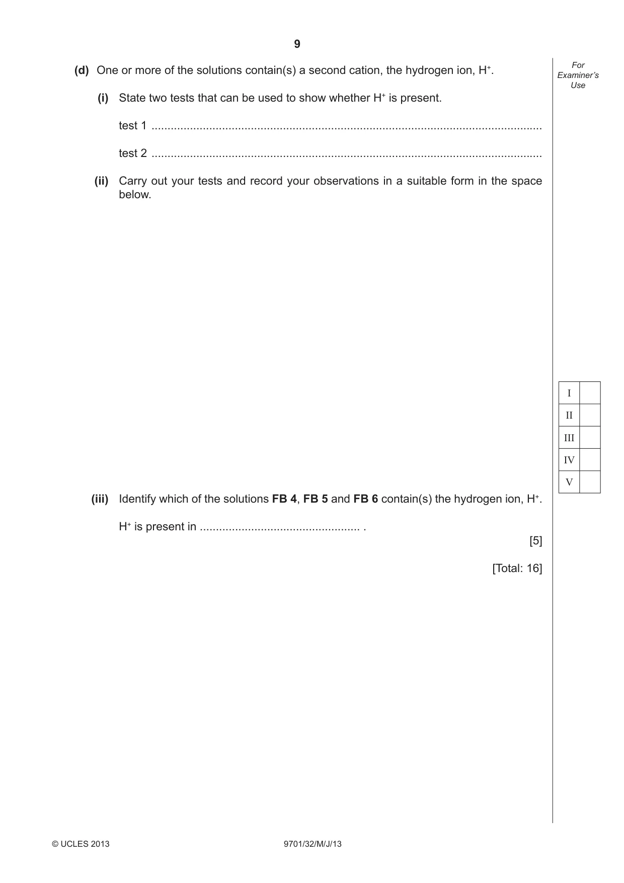 Cambridge A Level Chemistry 9701 2013 May/June Paper 3 · Variant 2 question paper, page 9 of 12