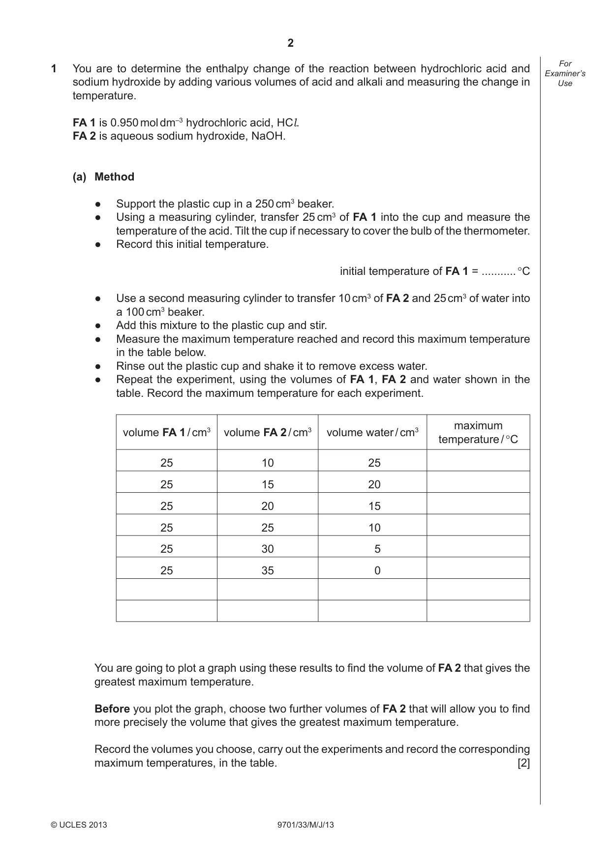 Cambridge A Level Chemistry 9701 2013 May/June Paper 3 · Variant 3 question paper, page 2 of 16