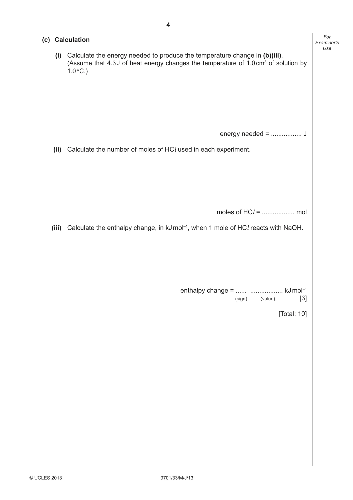 Cambridge A Level Chemistry 9701 2013 May/June Paper 3 · Variant 3 question paper, page 4 of 16