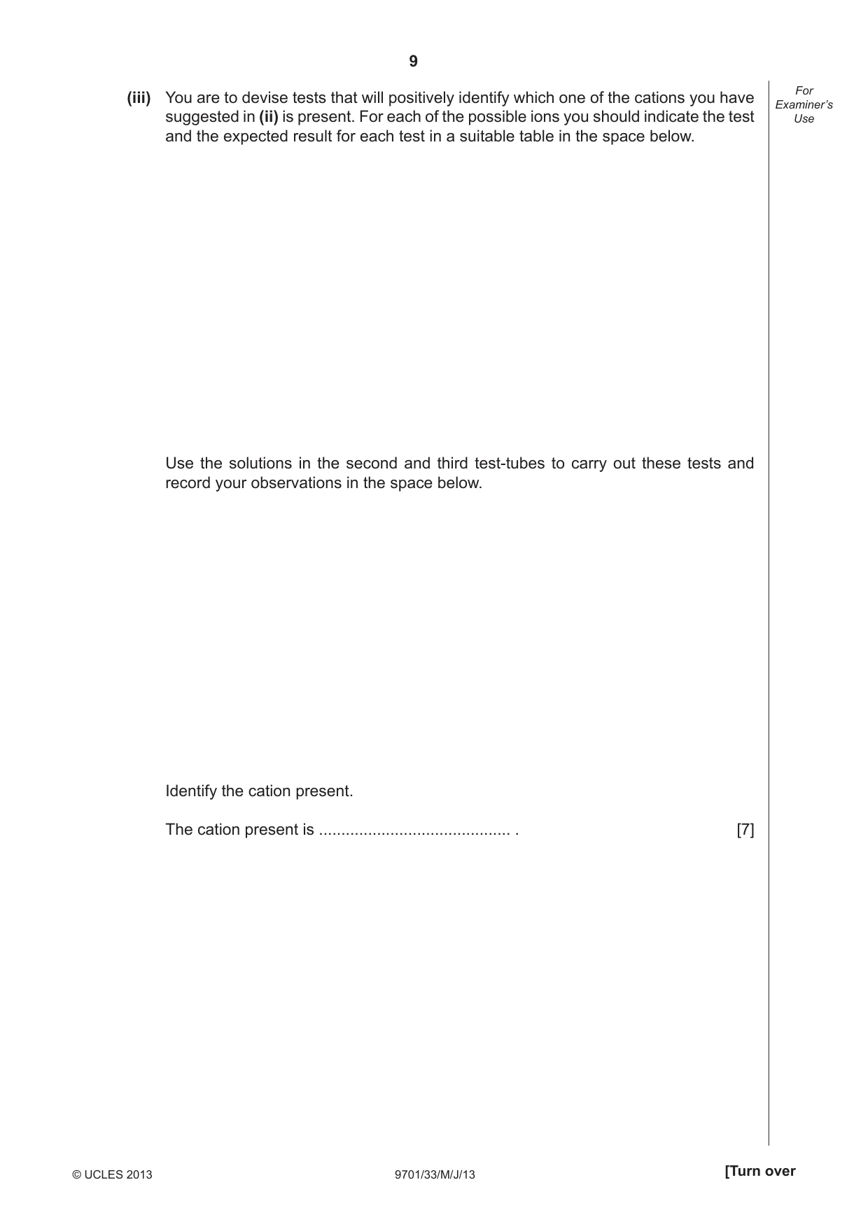 Cambridge A Level Chemistry 9701 2013 May/June Paper 3 · Variant 3 question paper, page 9 of 16