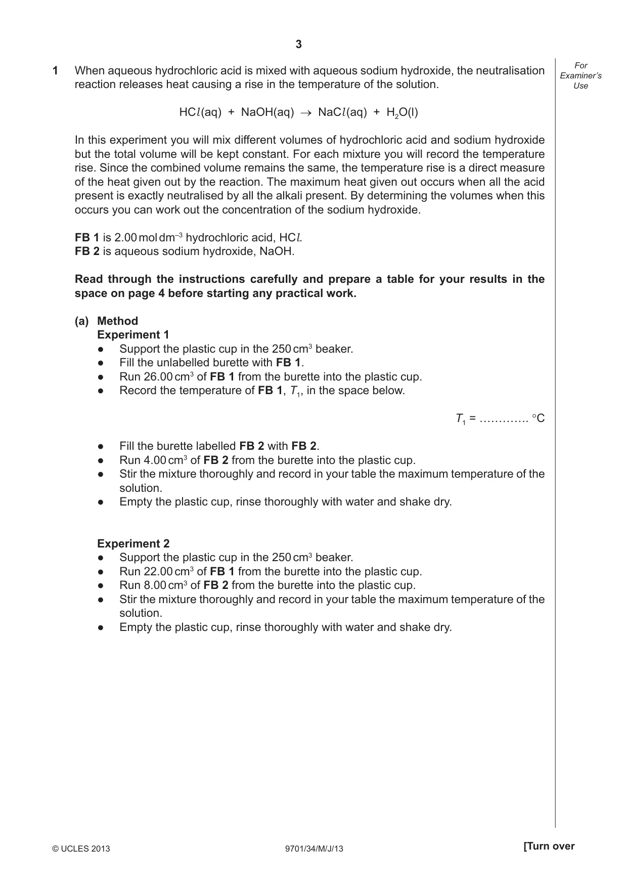 Cambridge A Level Chemistry 9701 2013 May/June Paper 3 · Variant 4 question paper, page 3 of 16